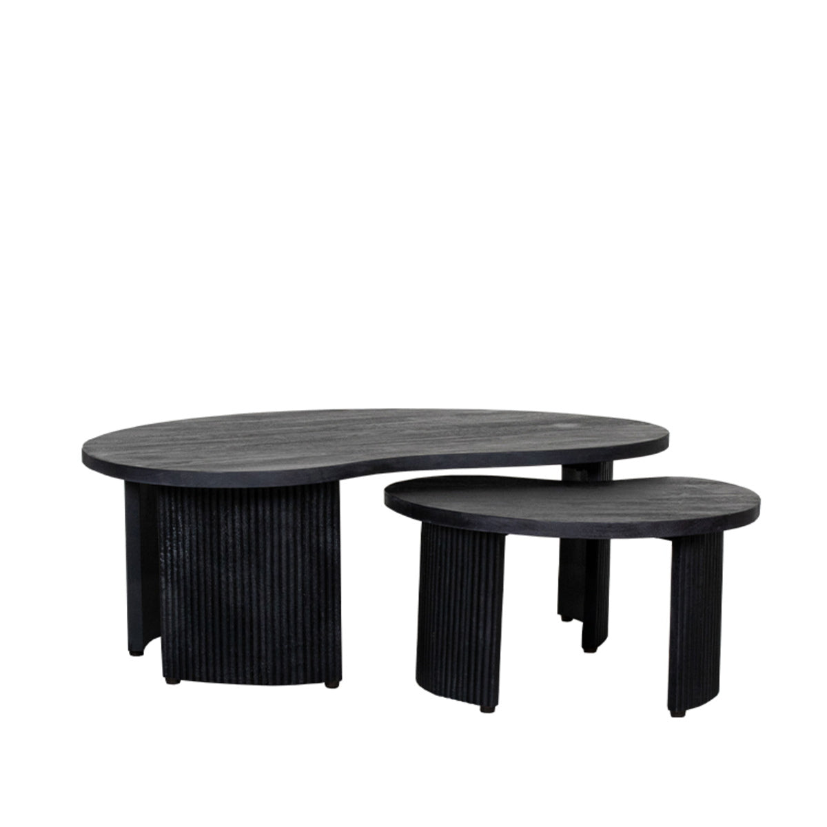 LABEL51 Salontafel Timon - Zwart Mangohout - 100x58x40cm - Set van 2