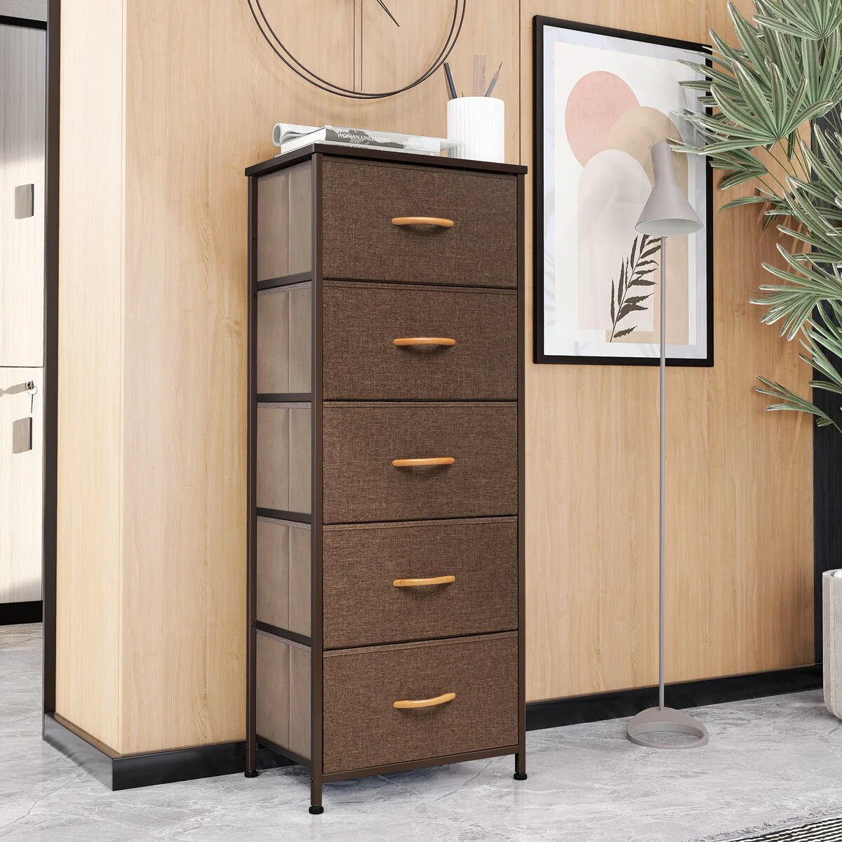 VredHom 5 Drawers Vertical Dresser Storage Tower
