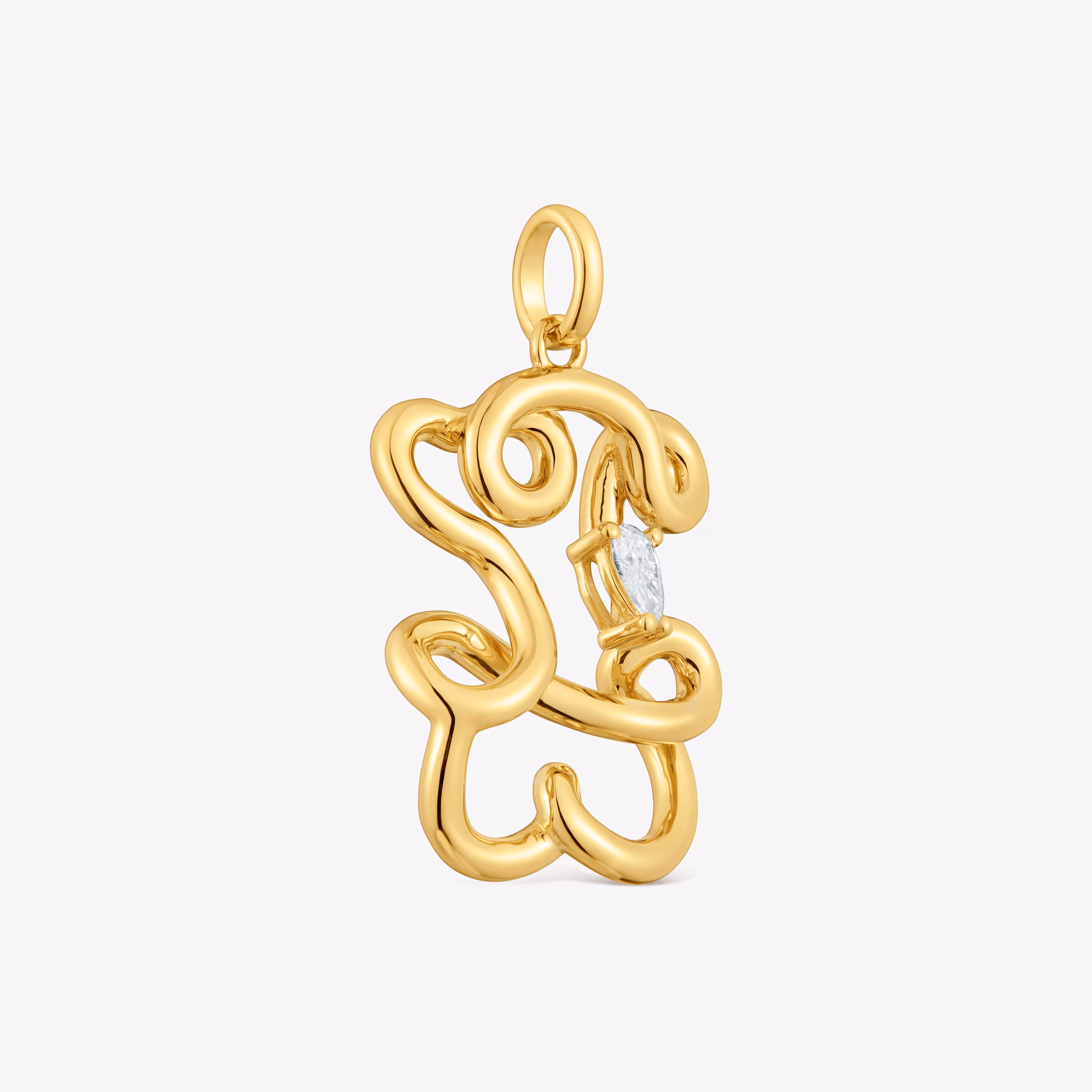 Colgante oso con baño de oro 18 kt sobre plata y diamantes creados en laboratorio 22 mm Lio LGD
