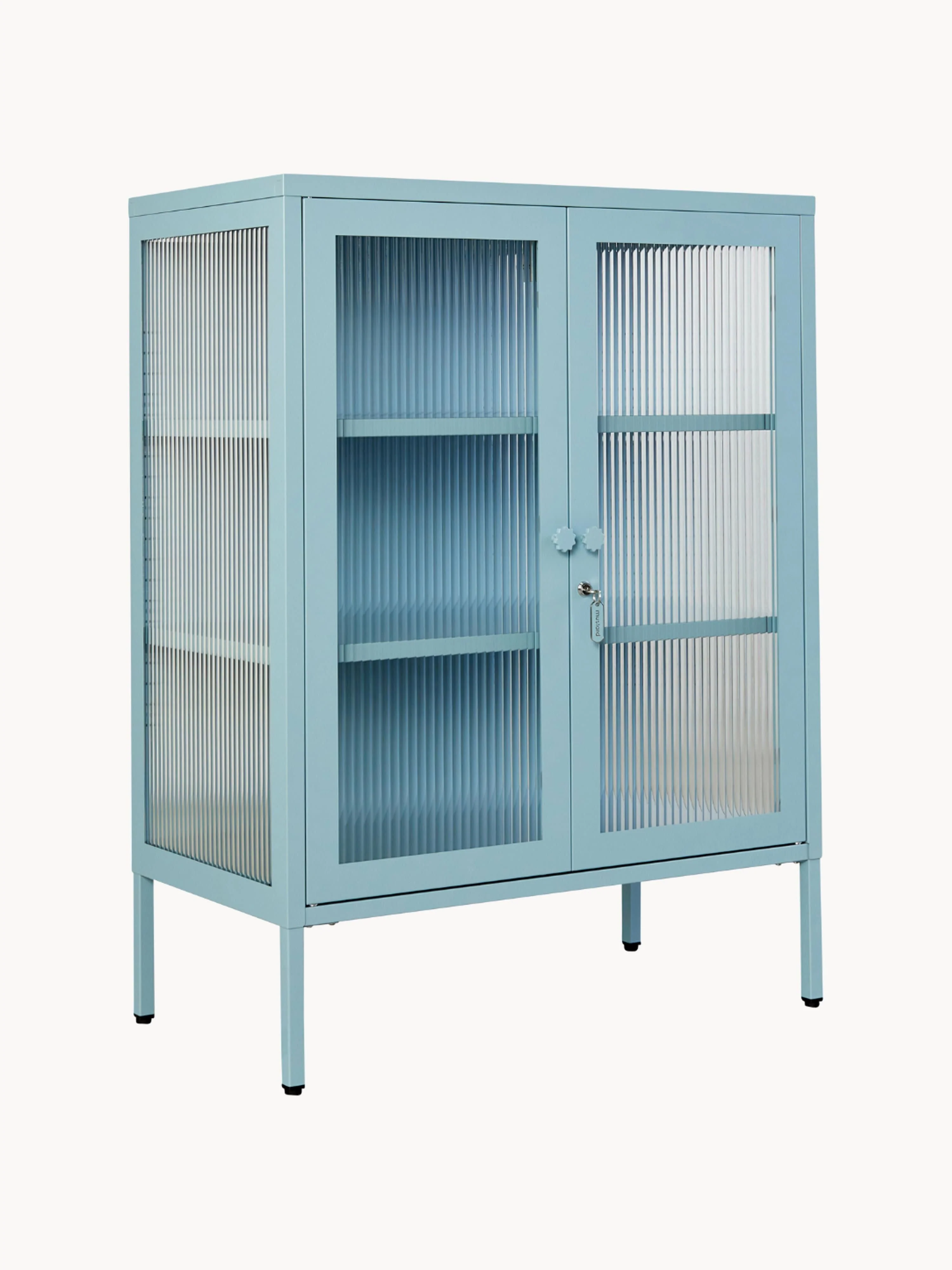 Metall-Vitrine The Mixer mit geriffeltem Glas