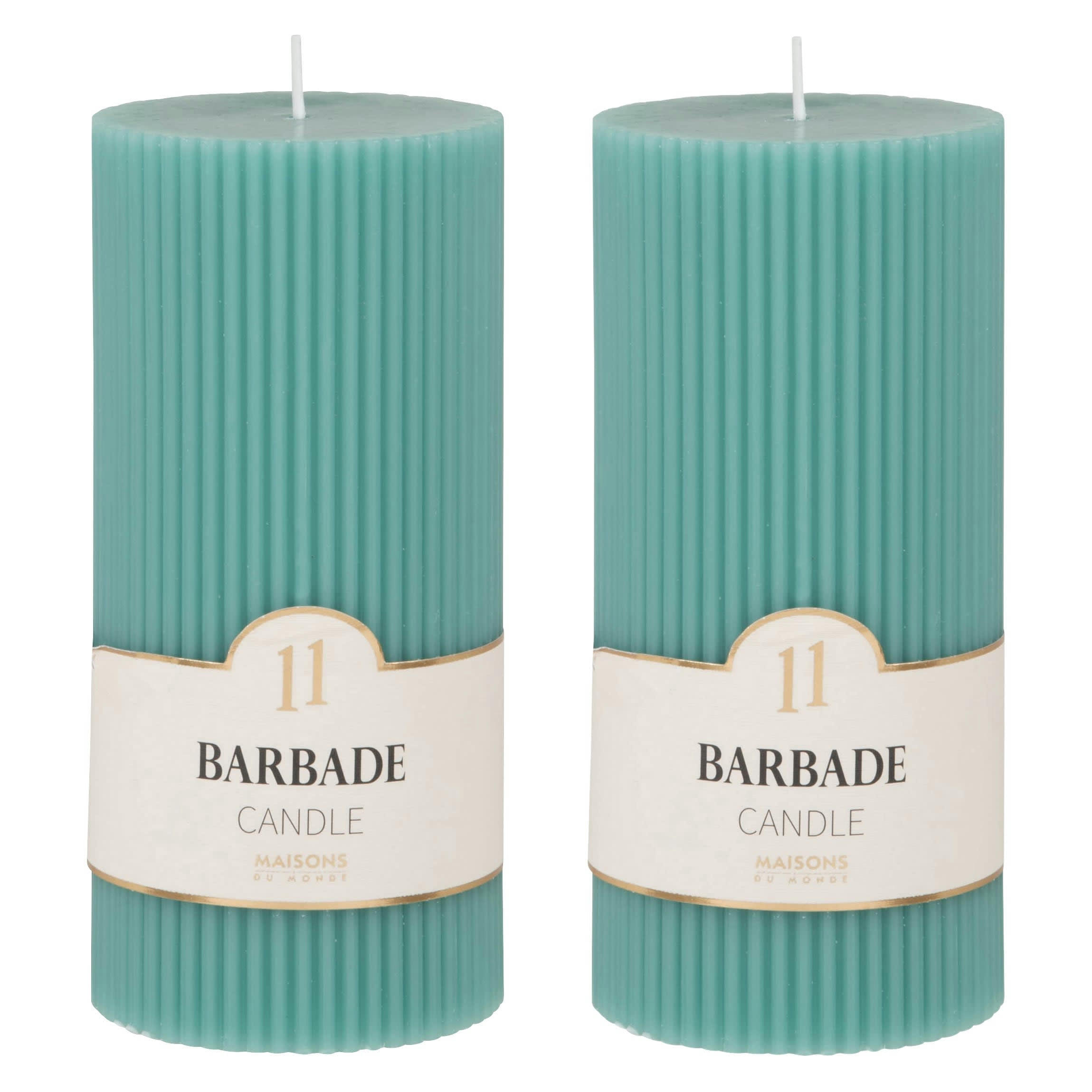 COLORAMA - Bougie striée parfumée turquoise H15, 500g