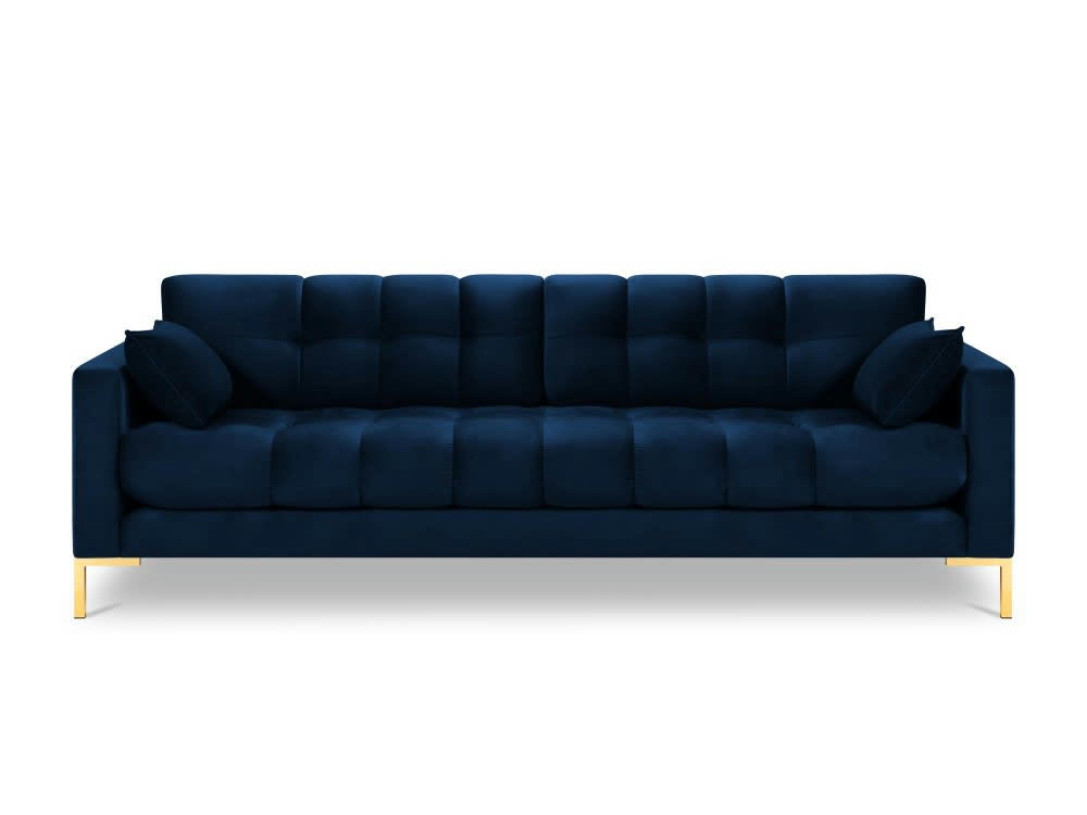 MAMAIA - Canapé 4 places en tissu velours bleu roi