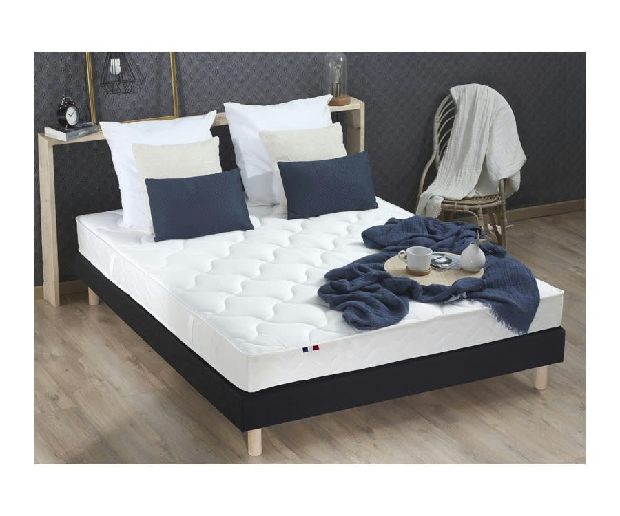 ENSEMBLE ALTO - Ensemble matelas mousse ferme sommier noir 140x190