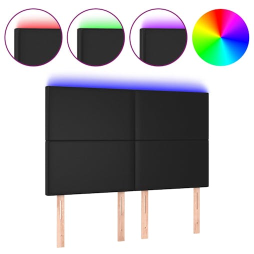 NNEVL LED Headboard Black 144x5x118/128 cm Faux Leather