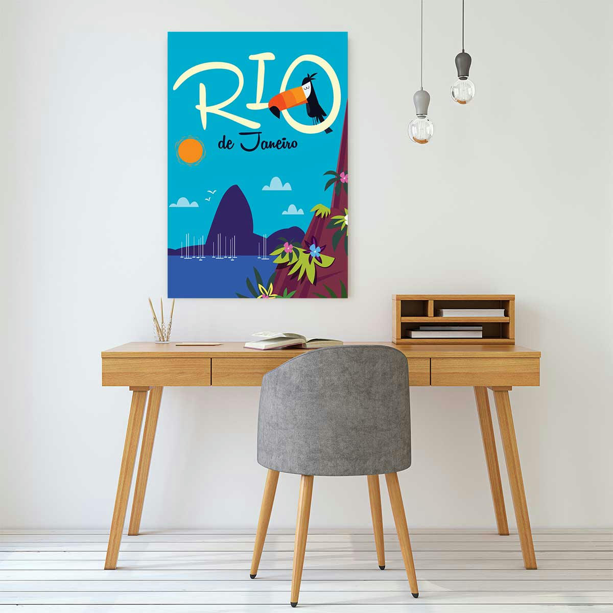 - Tableau toucan à rio de janeiro imprimé sur toile 60x90cm