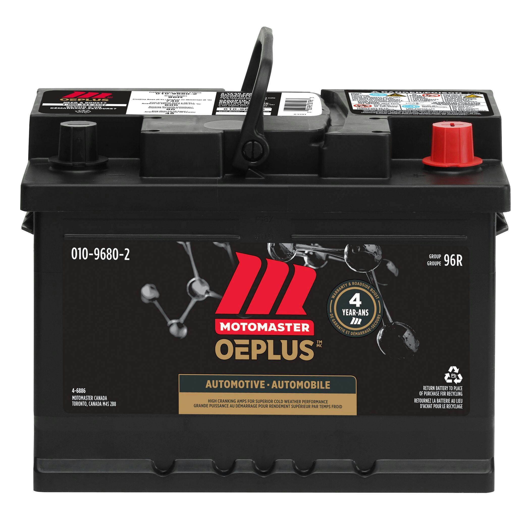 MOTOMASTER OEPLUS Group Size 96R Battery, 600 CCA