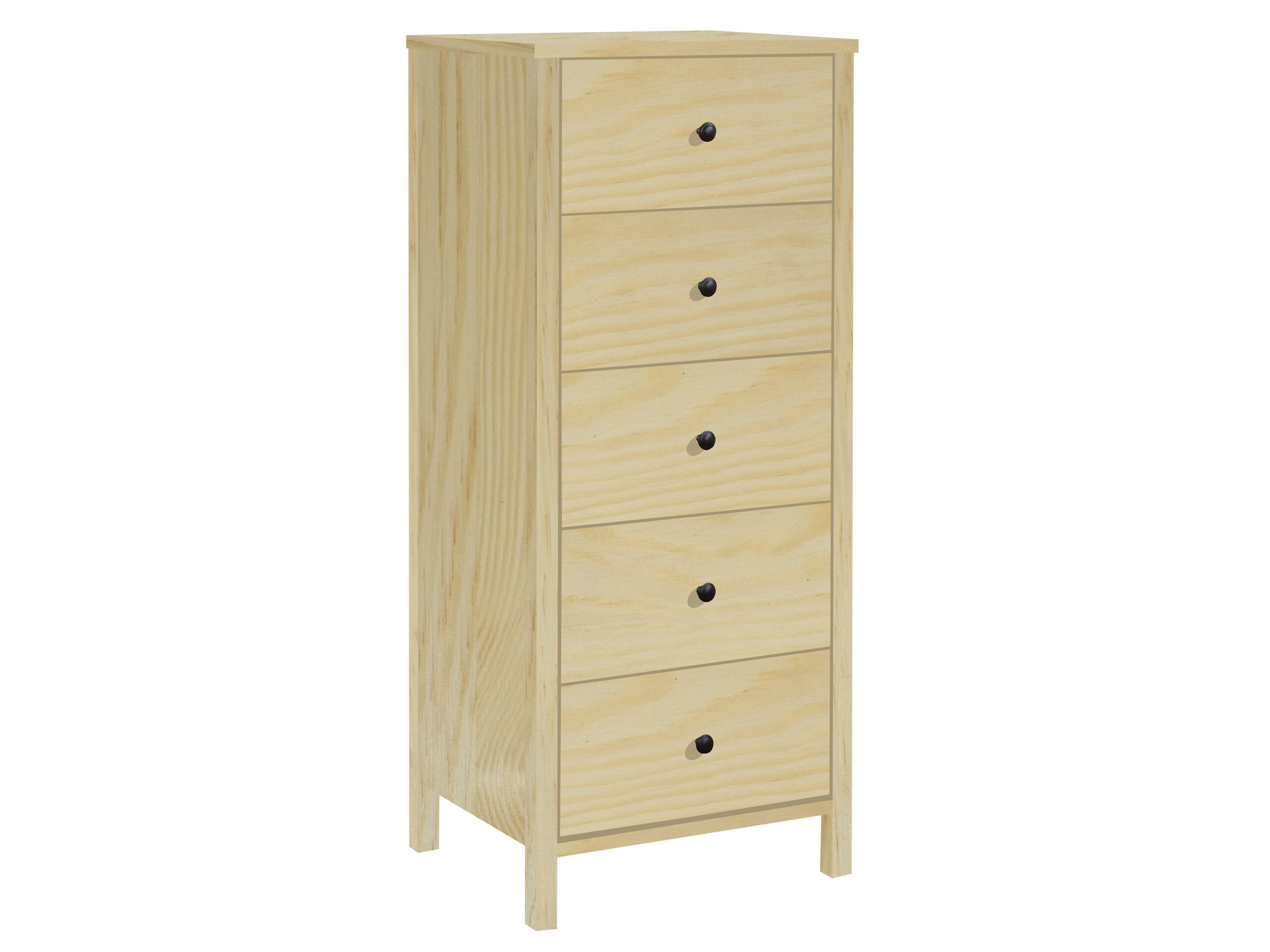 Komoda 53 cm słupek drewniana 5 szuflad, kolor sosnowy