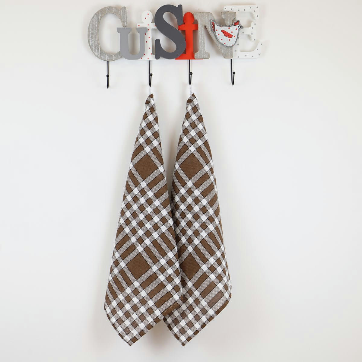 NELLY - Lot de 2 serviettes rouge en Coton Marron