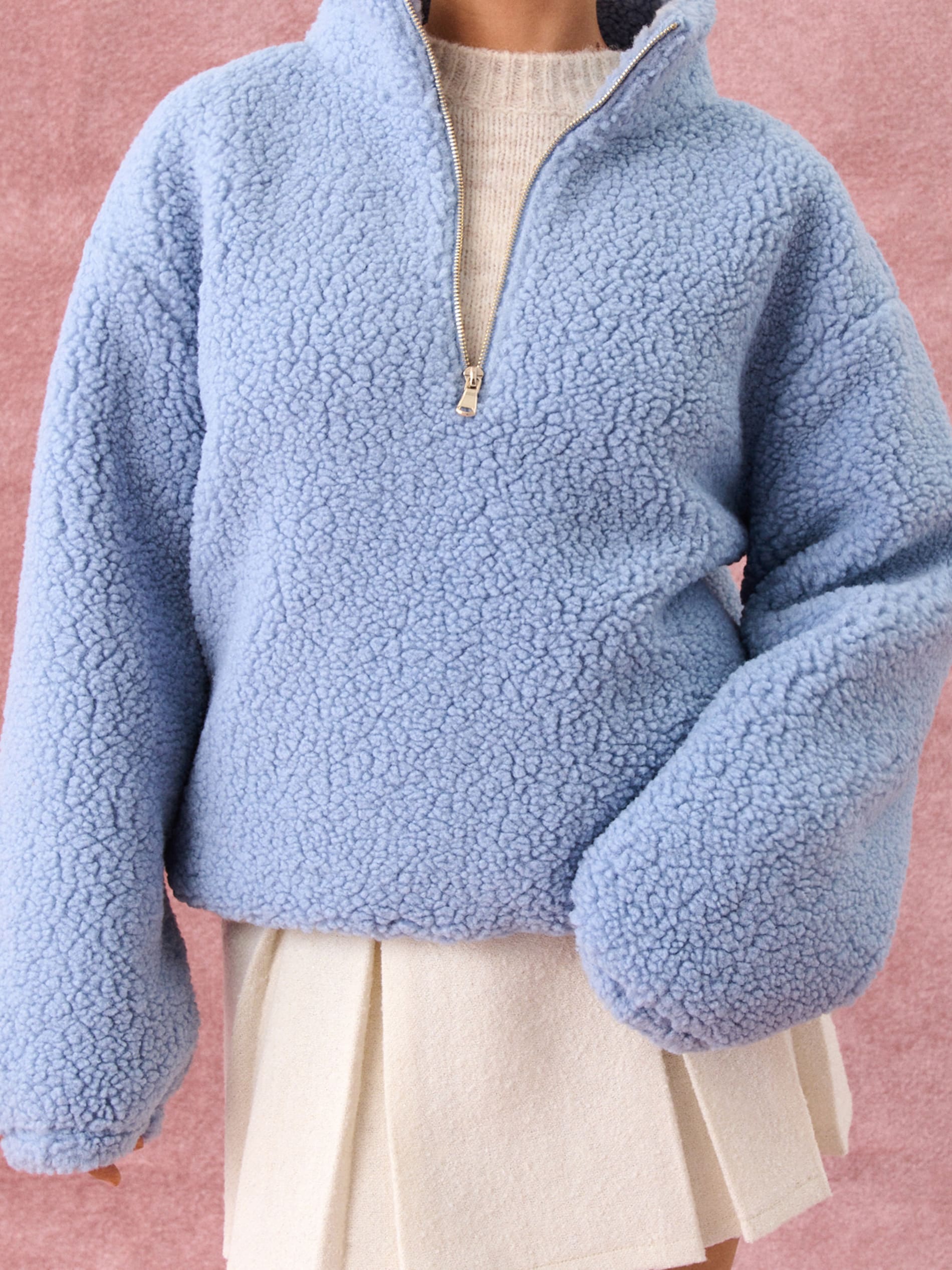 Bluza sherpa ze stójką na zamek