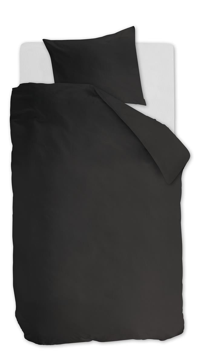 Ambiante Cotton Uni dekbedovertrek - Effen - Eenpersoons - 140x200/220 cm - Antraciet