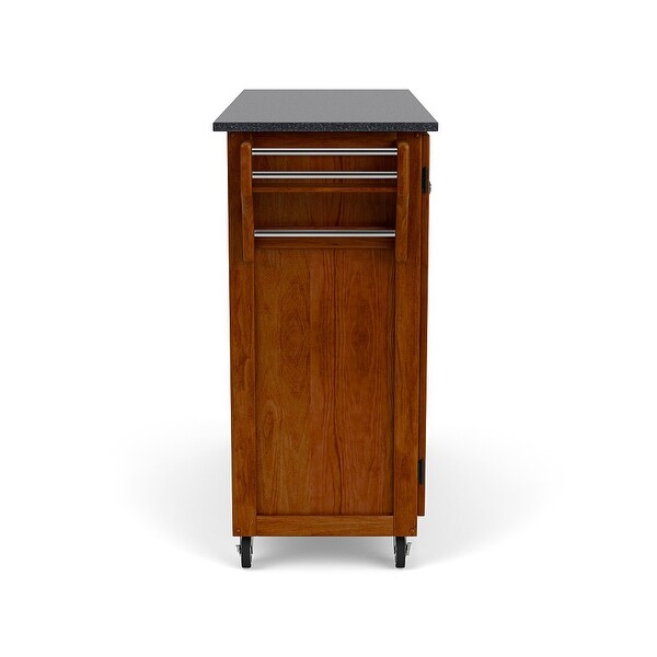 Copper Grove Puff Island Cherry Finish Black Granite Top Kitchen Cart