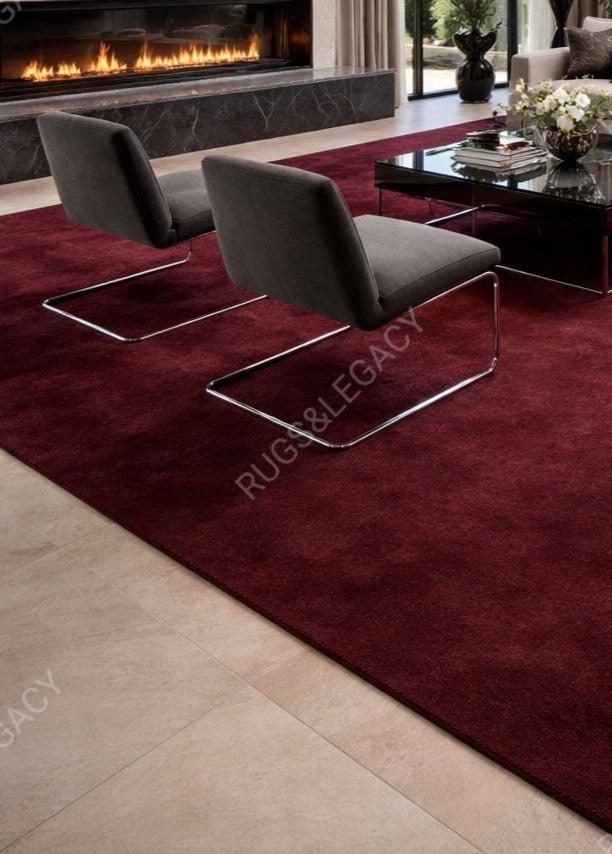 Hand-Tufted NK DEEP WINE Wool Rug: Plush Modern Area Rug
