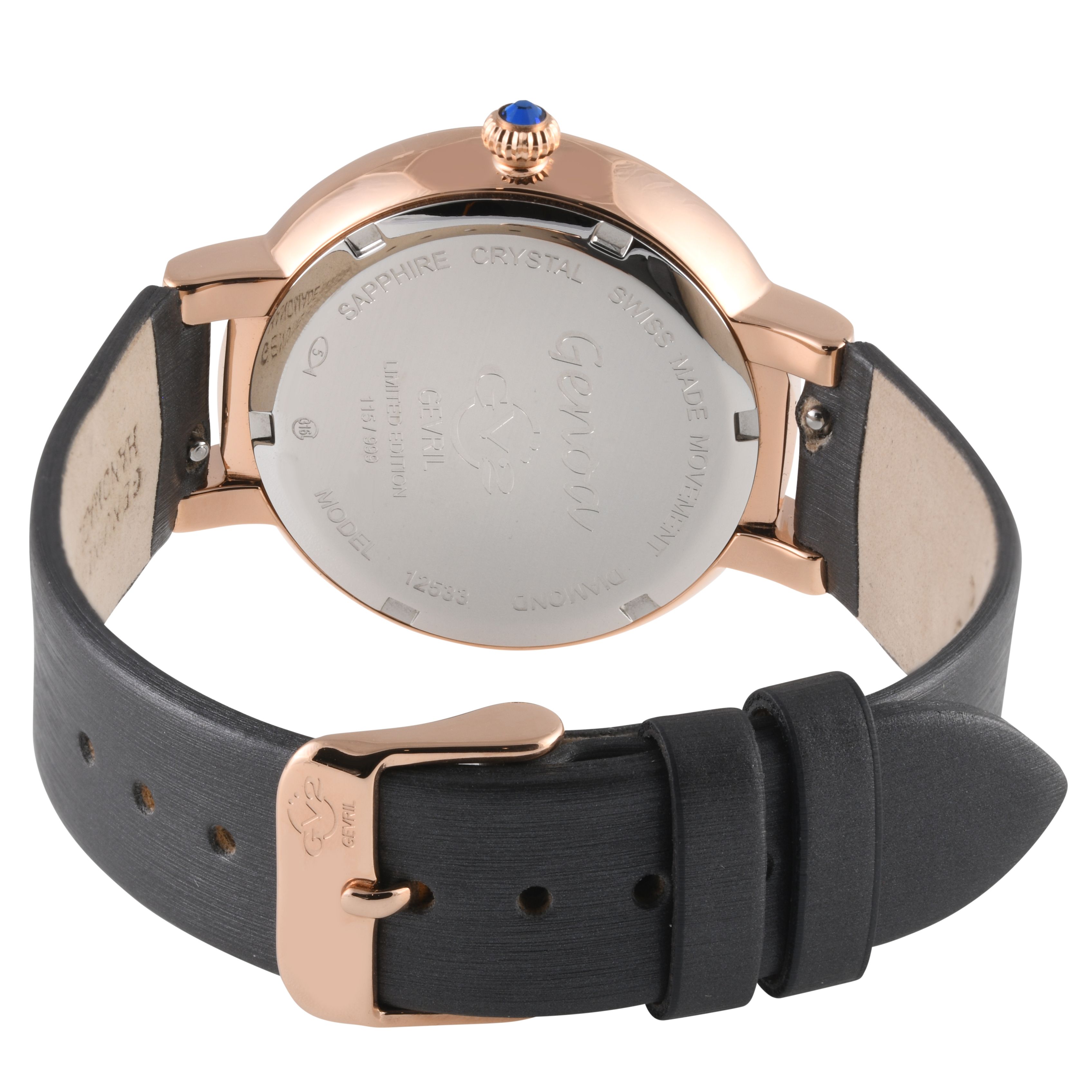 GV2 Genoa, Swiss Quartz Watch, MOP White Dial, Genuine Hand Made Italian Leather, and Sapphire Crystal