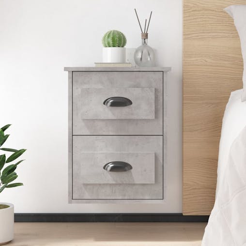 NNEVL Wall-mounted Bedside Cabinets 2 pcs Concrete Grey 41.5x36x53cm
