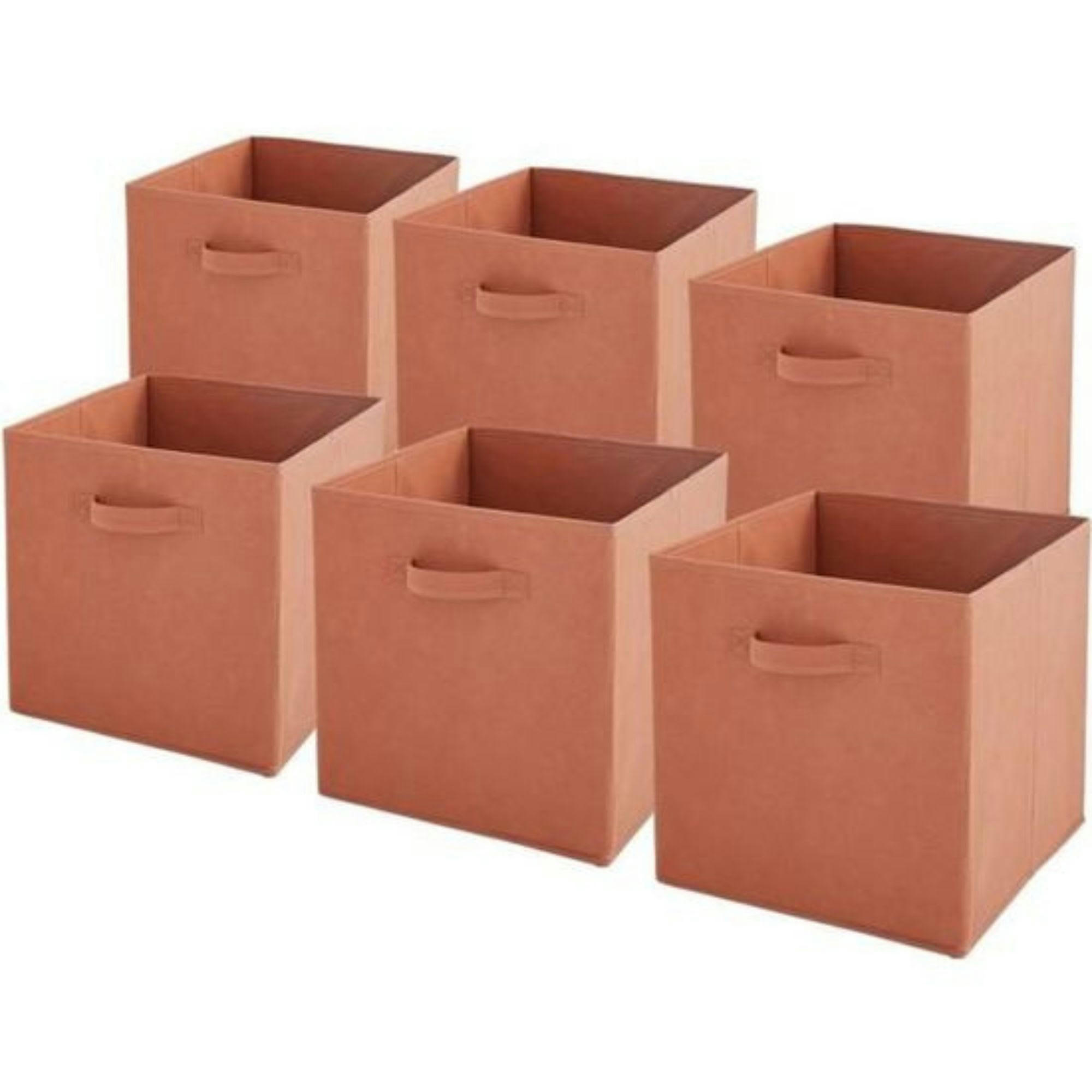 - Lot de 6 paniers  pliables en tissu terracotta 31x31x31cm