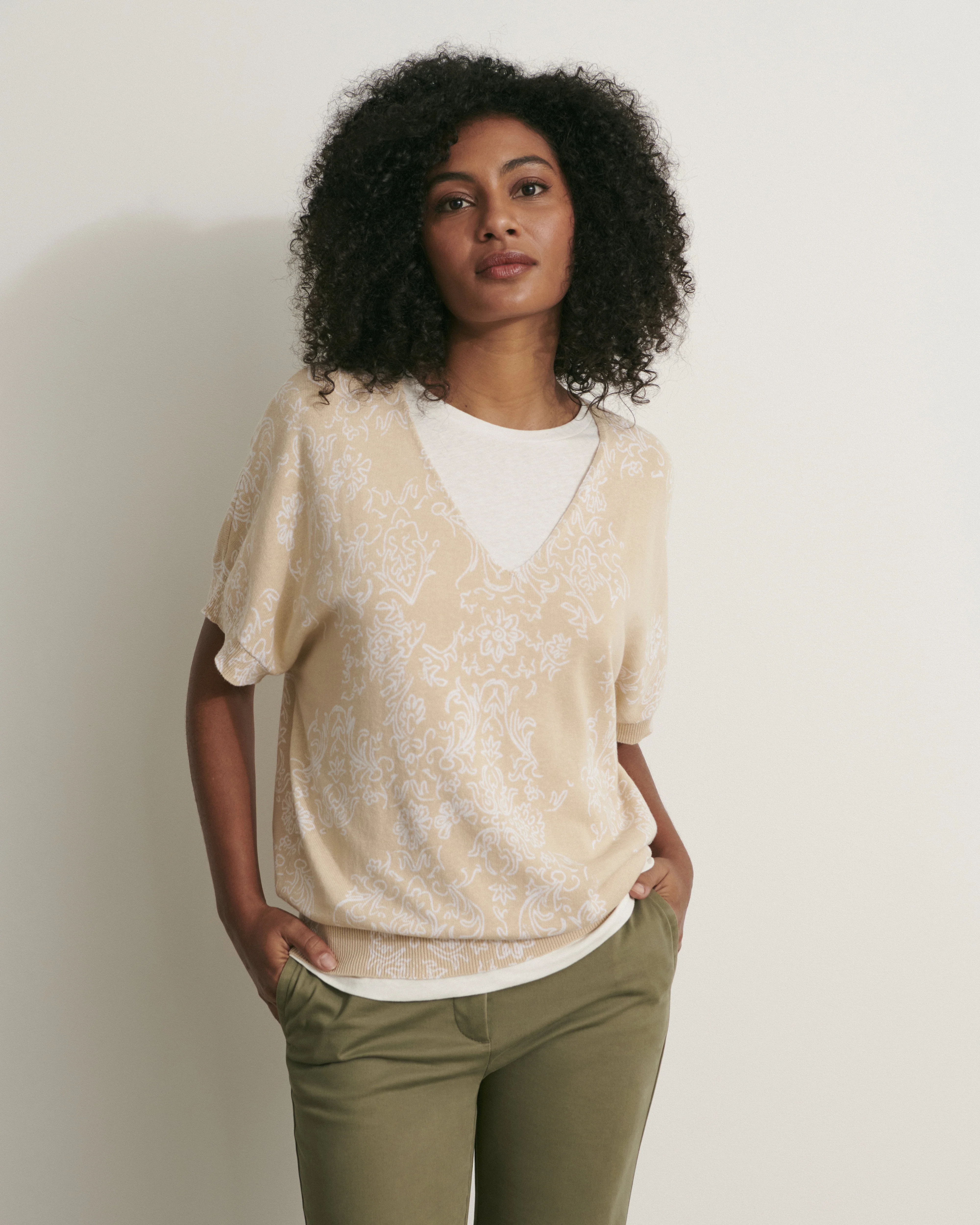 Pull kimono en maille imprimée ALISMA/11074/751