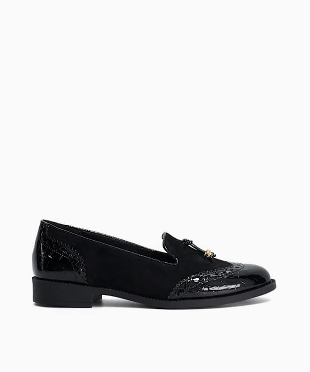 Gema Black - Suede Tassel Brogue Slippers
