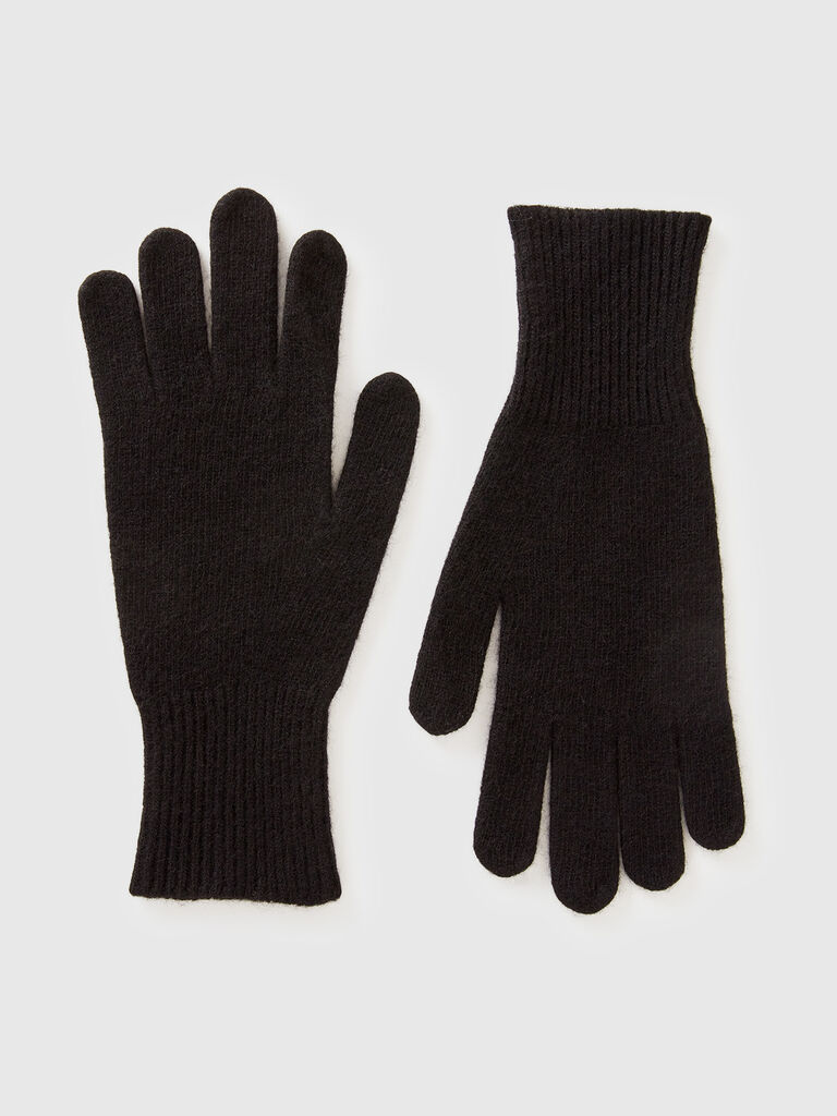 Black gloves in pure Merino wool