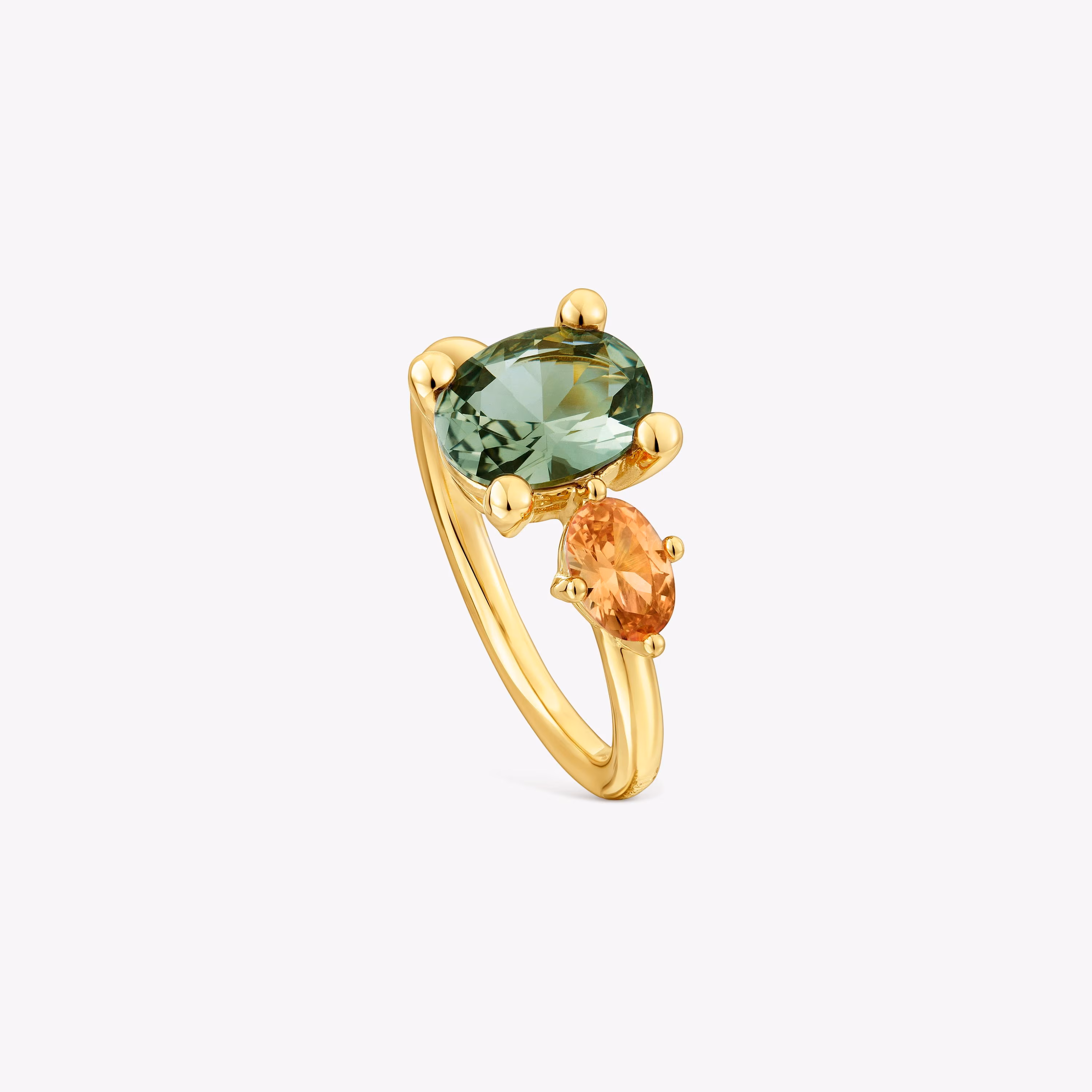 Anillo mediano con baño de oro 18 kt sobre plata, espinela y citrino creados en laboratorio TOUS Color LGG