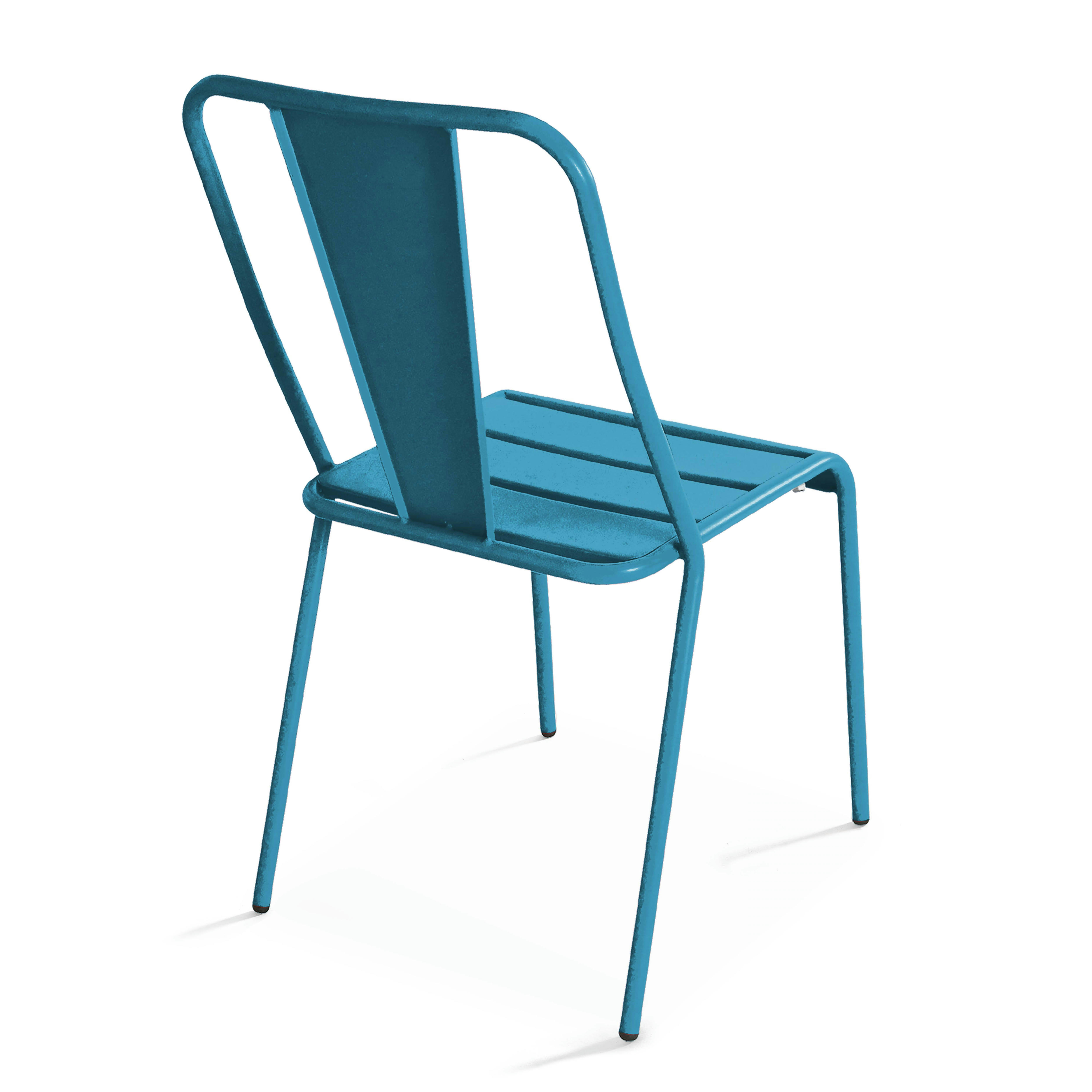 DIEPPE - Chaise en métal bleu pacific