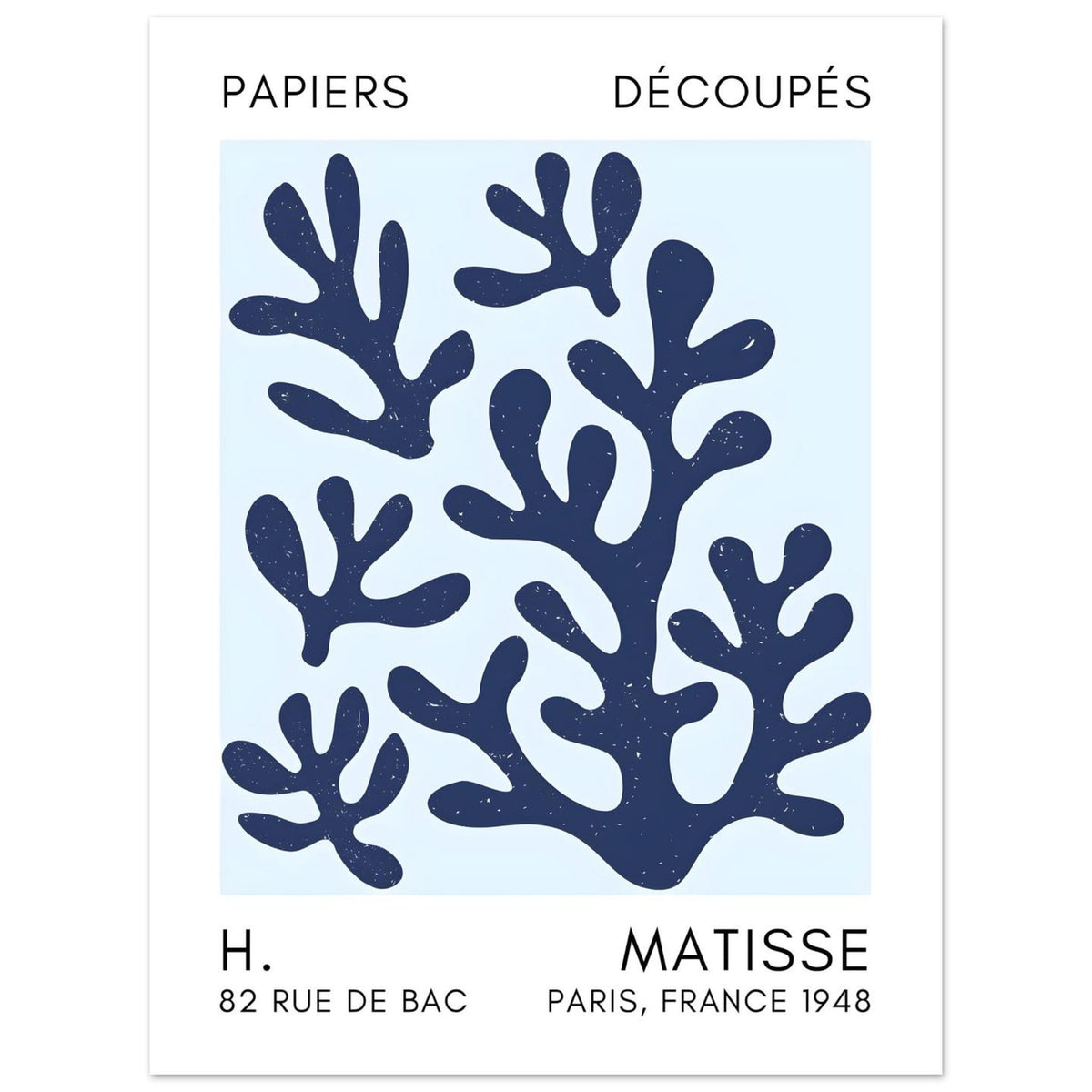 Artfulprints Poster Matisse – Coral shadows navy blue I  - 30x40 cm - Blauw