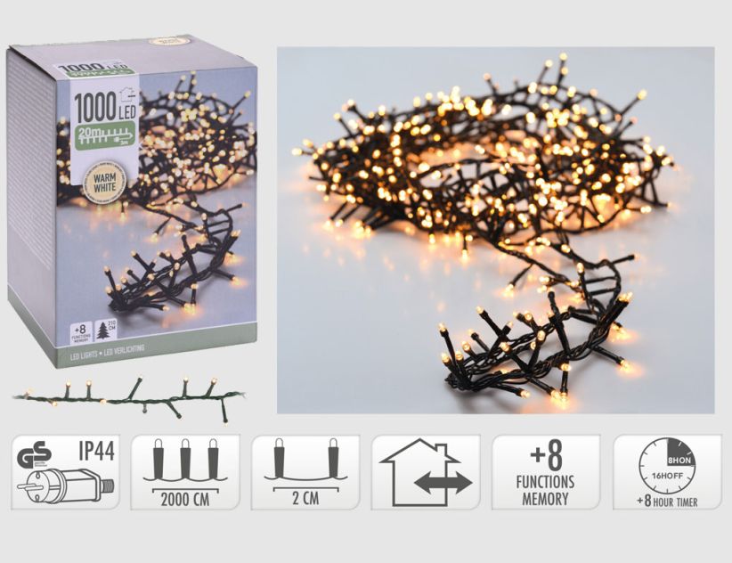 Lichterkette 1000 LED Warmweiß In-& Outdoor 20m