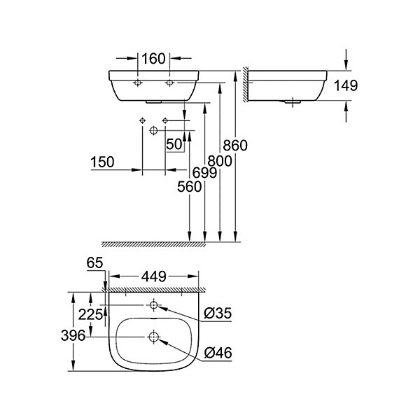 GROHE Lave-mains Euro Ceramic 45 cm technologie PureGuard blanc alpin