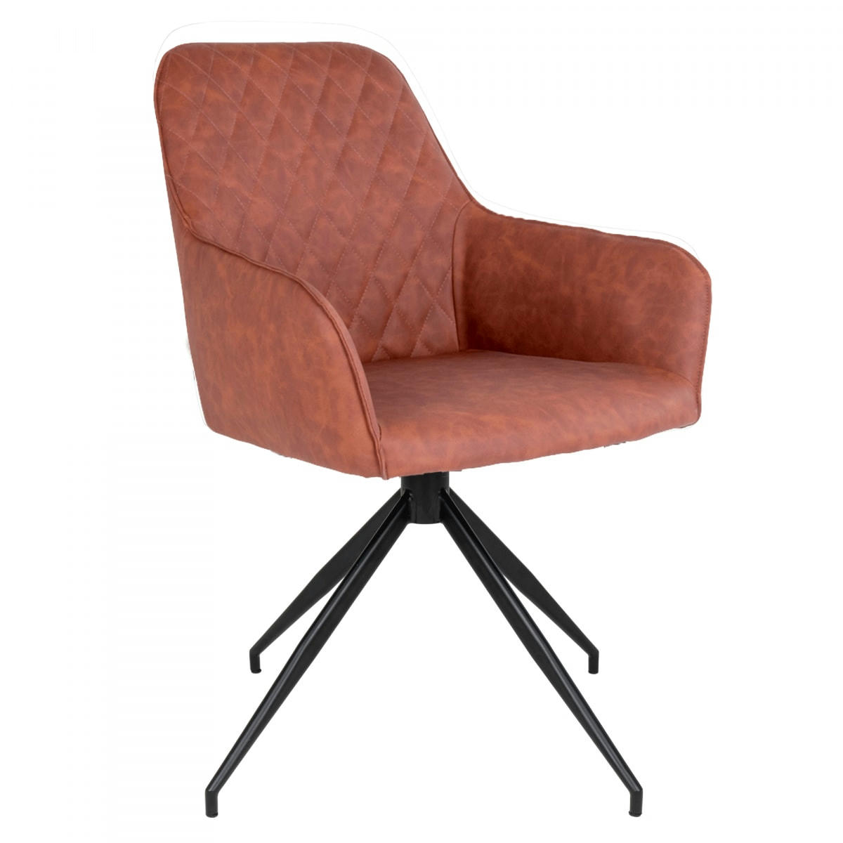 HARIBA - Chaise de salle à manger en simili pivotante marron