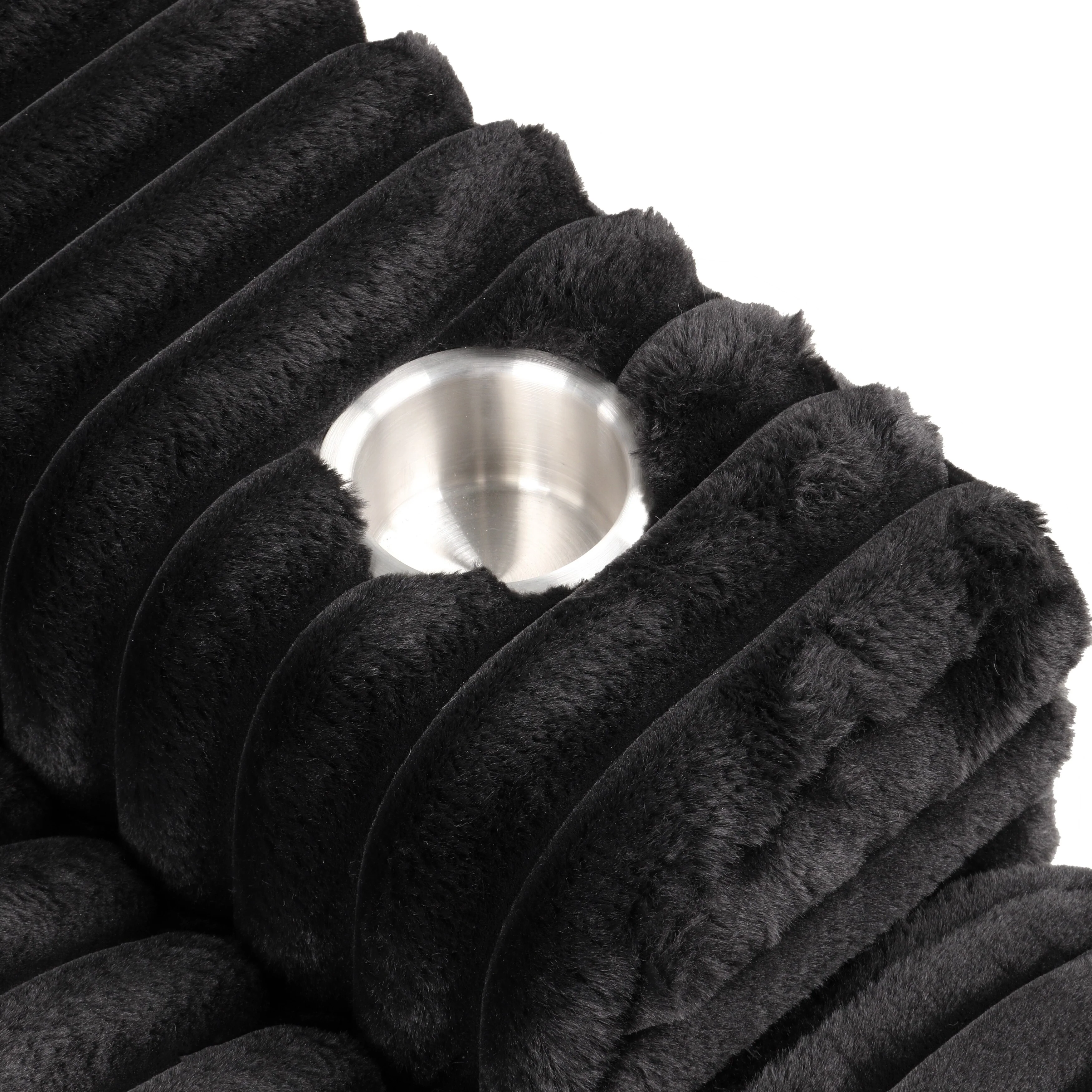 Furniture of America Venden Modern Padded Chenille Oversized Sofa Chaise with USB Charger and Cup Holders