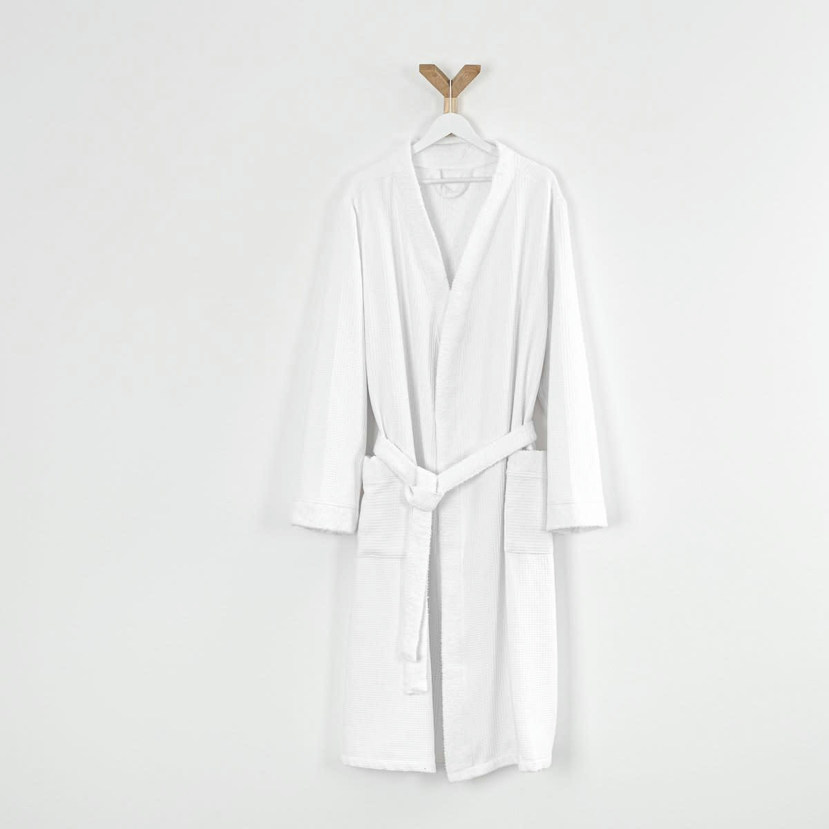 - Peignoir double face nid d'éponge en coton blanc xs