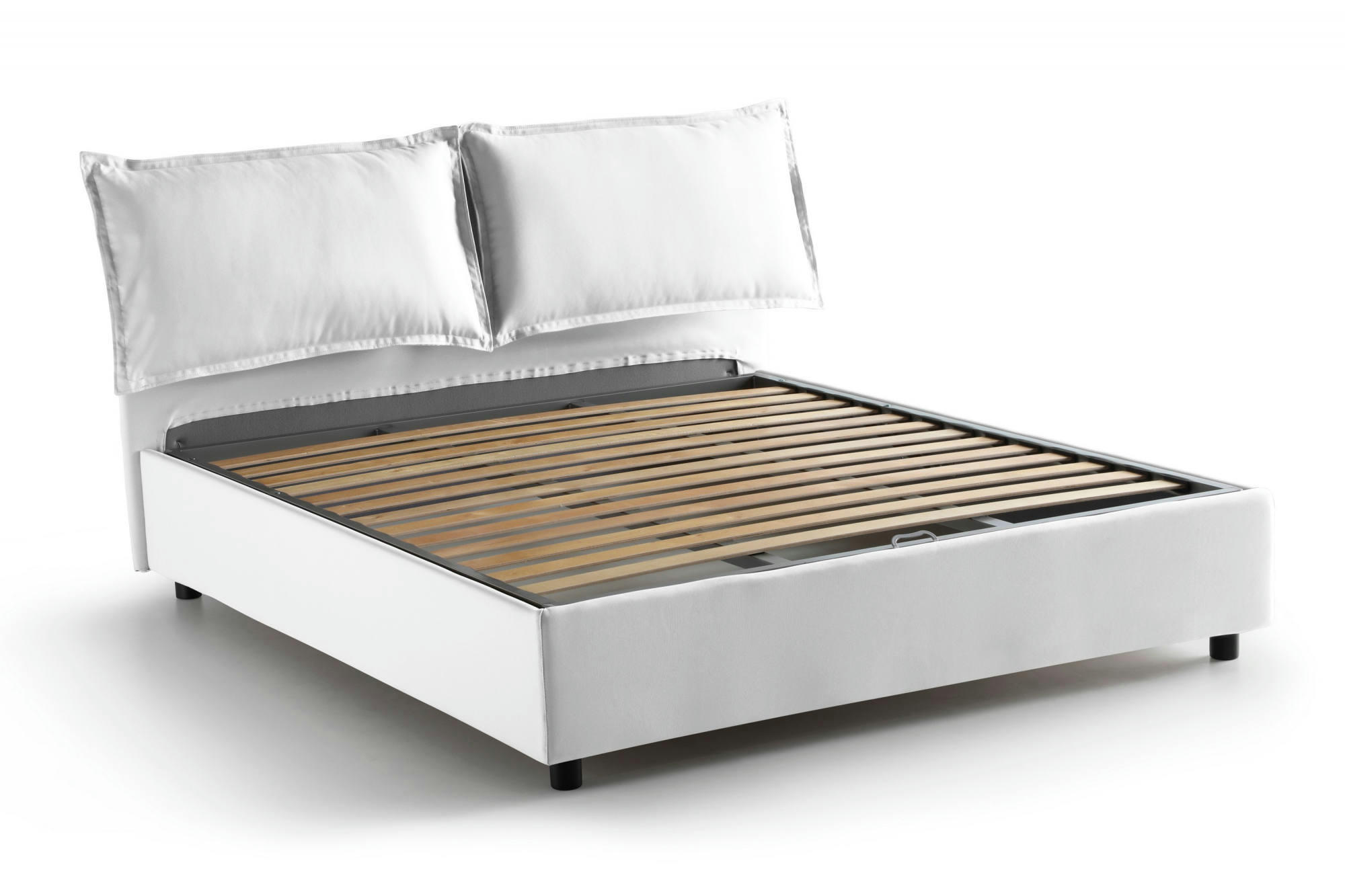 DMELOTT - Lit coffre 140x190 cm en tissu blanc