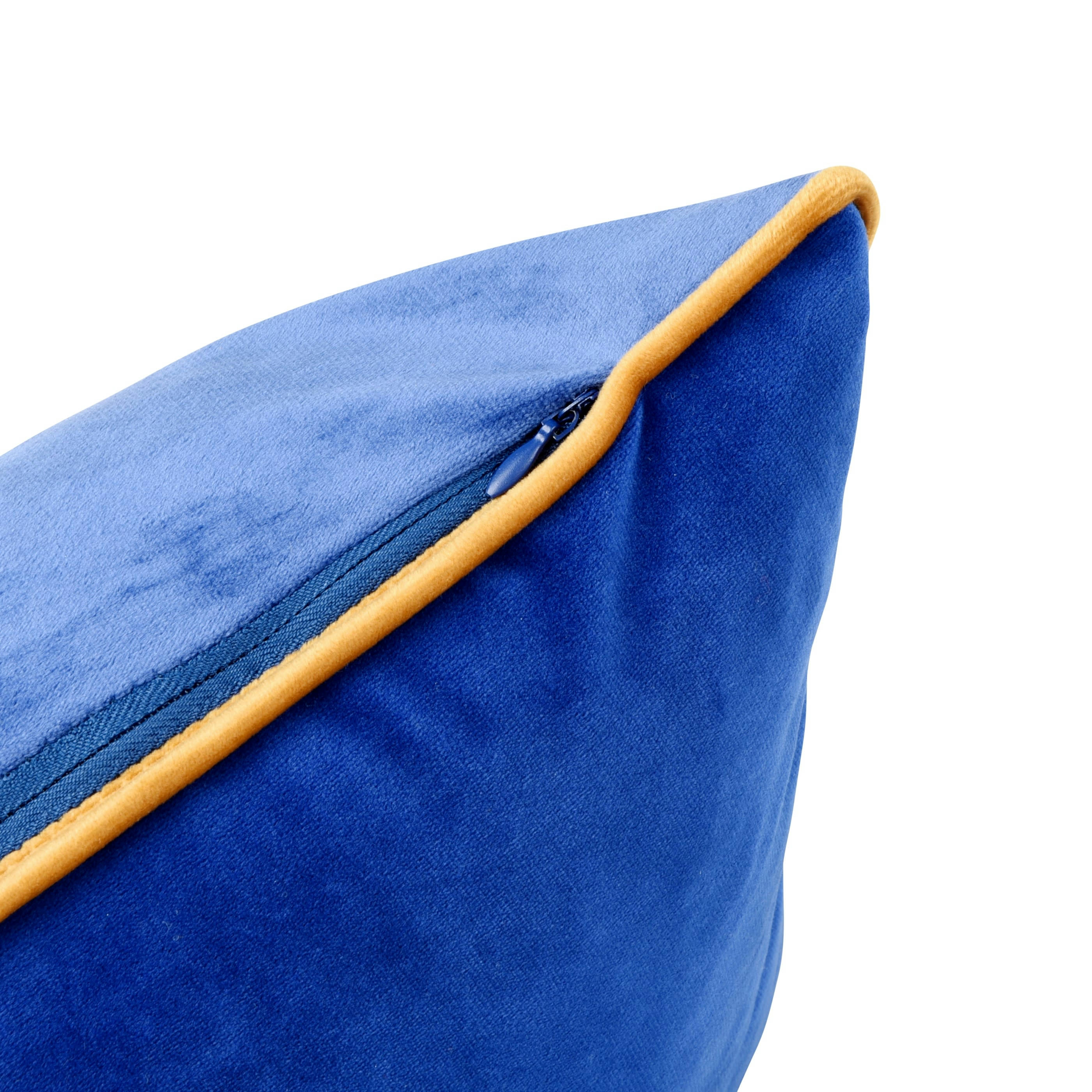FODOR - Housse de coussin en velours de polyester recyclé bleu 40x40
