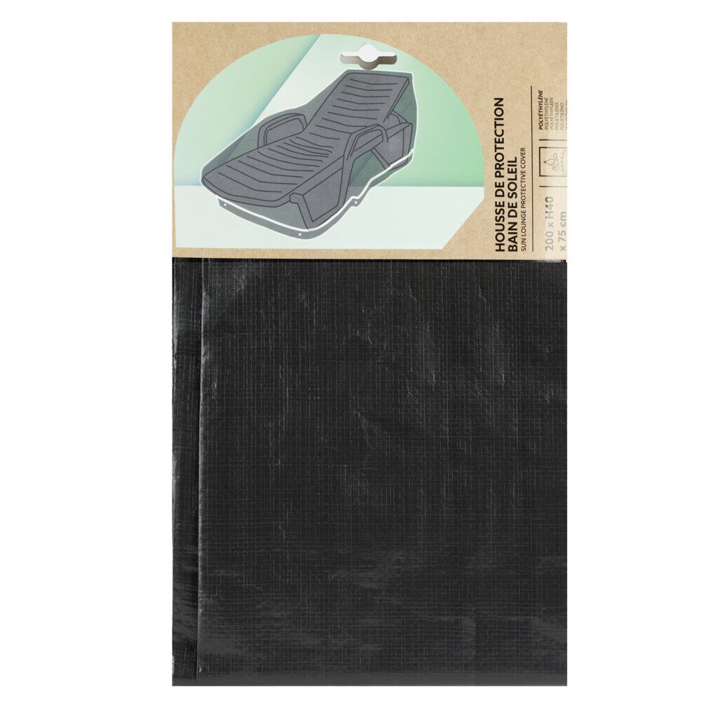 Housse de protection bain de soleil noir 200x75xH40cm