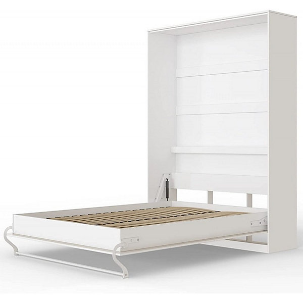 Armoire Lit escamotable Lit Mural Supérieur Vertical 120x200cm Blanc-blanc