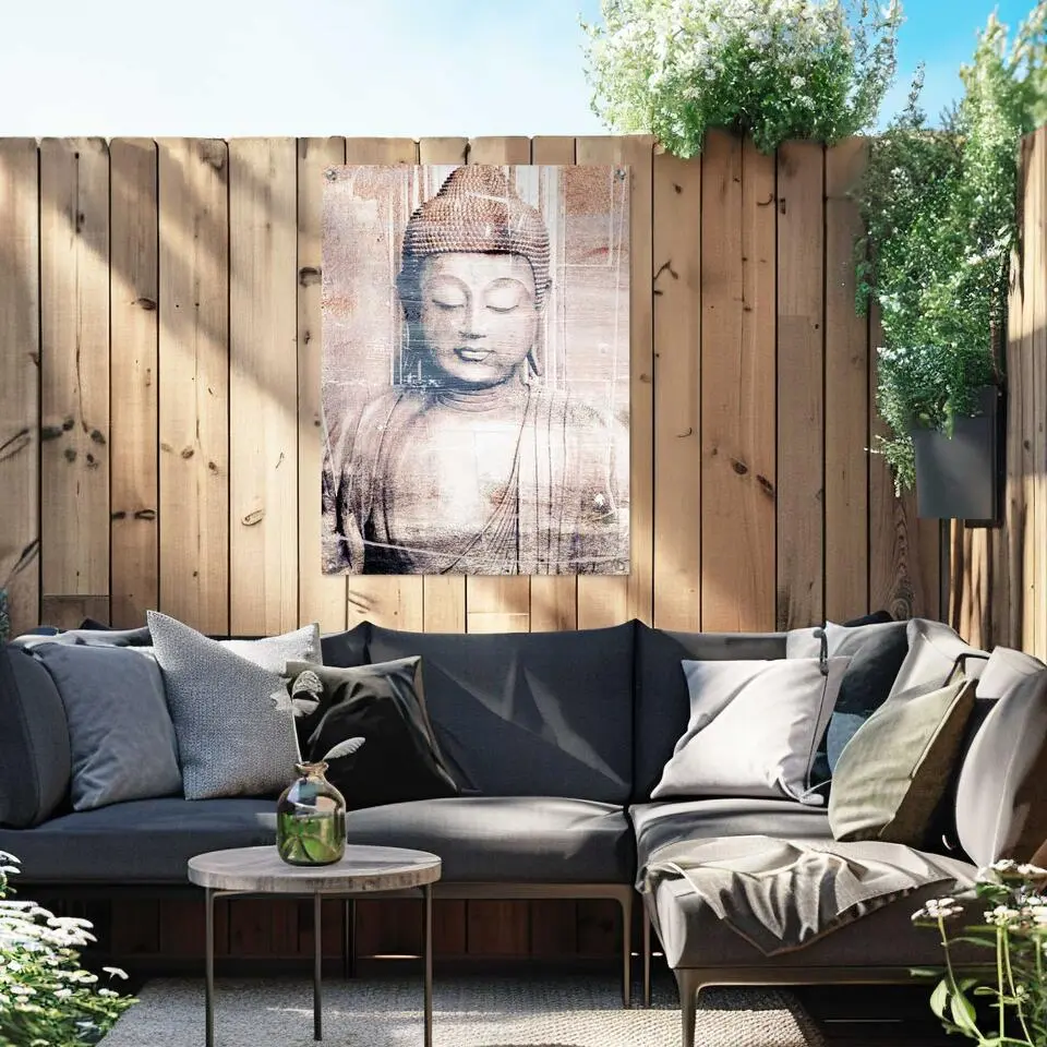 Tuinposter Boeddha - 80 x 60 - Bruin