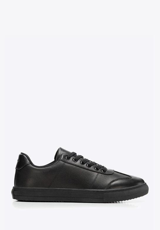 Męskie sneakersy ze skóry licowej czarne