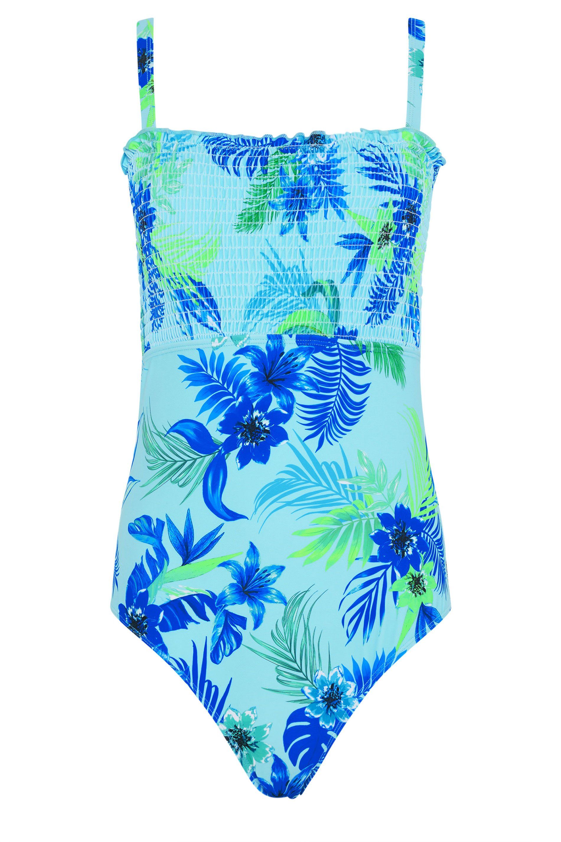 M&Co Floral Print Shirred Swimsuit