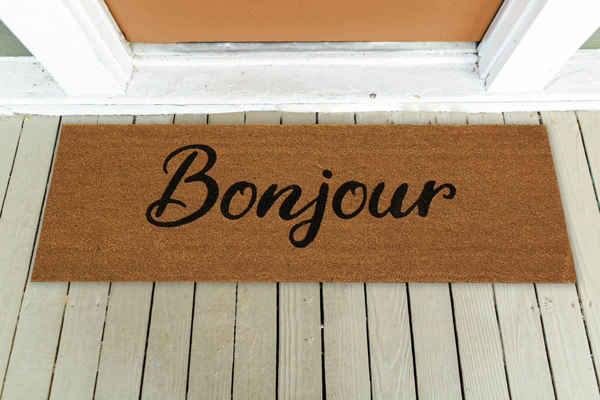 - Paillasson grande taille en coco 120 x 40 cm bonjour