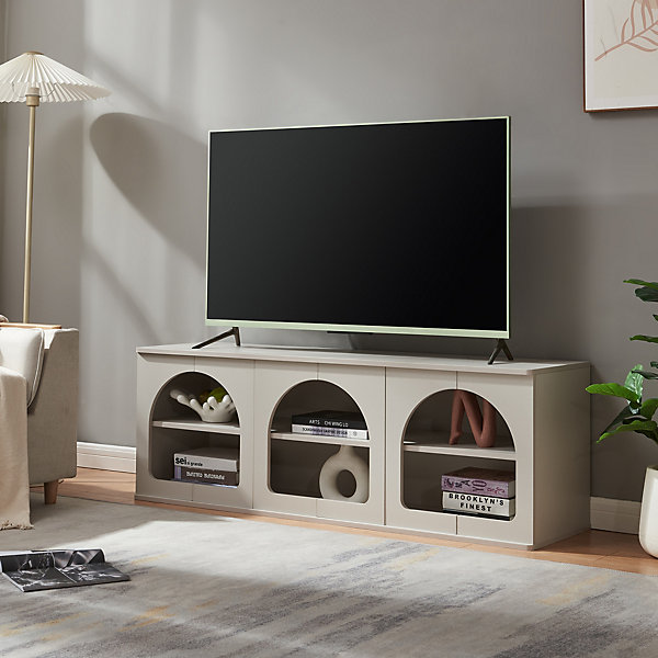 Meuble TV Trorhun 140 x 38 x 48 cm gris en.casa