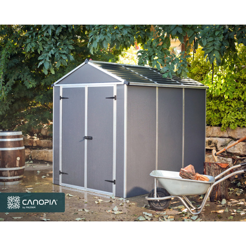 Abri de jardin en résine Rubicon gris 1,85 x 2,29 x 2,17 m CANOPIA