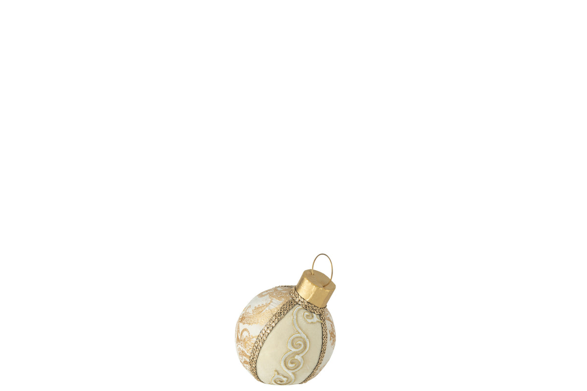 J-Line decoratie bal decoratief patroon - polyfoam/textiel - goud - small