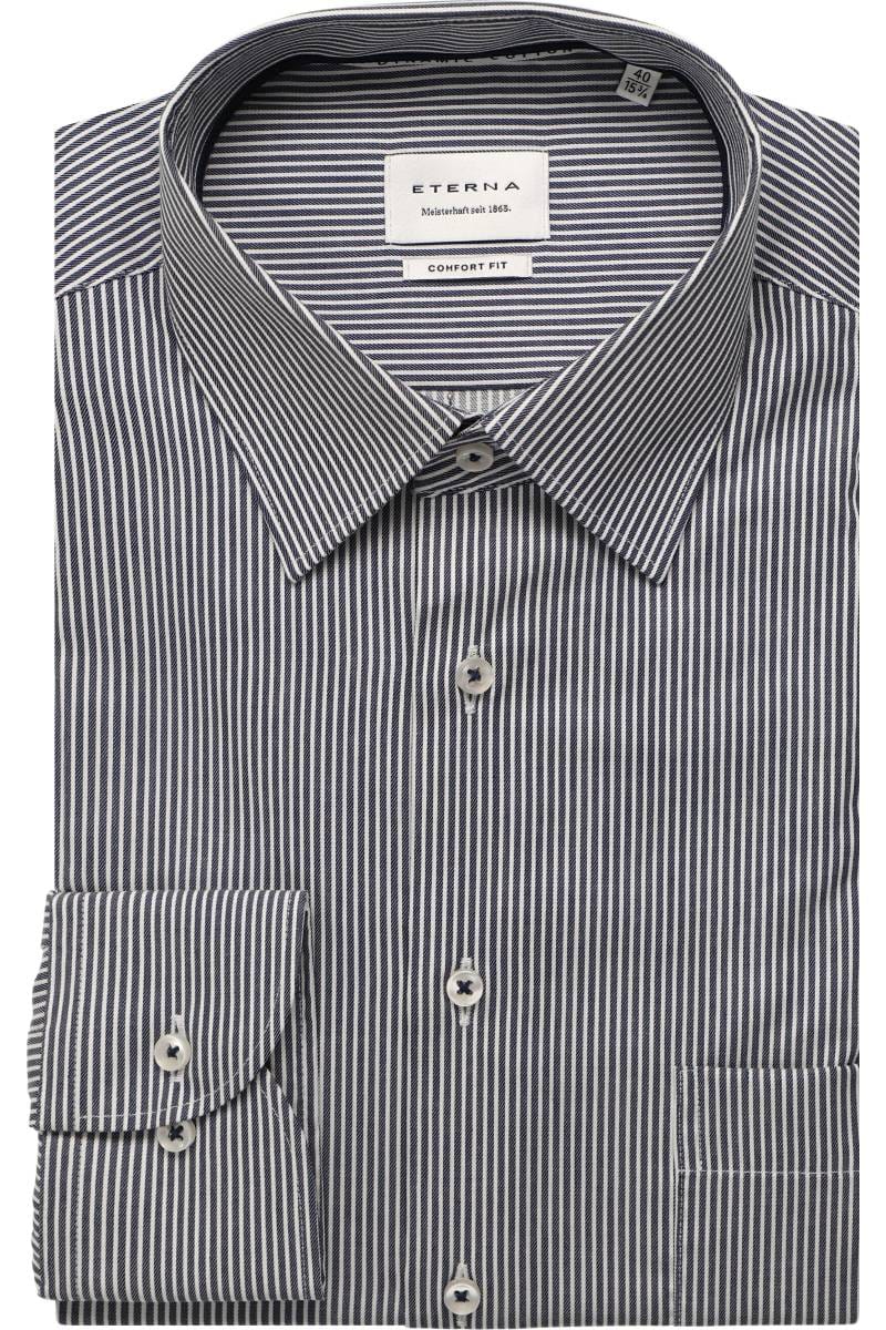 ETERNA Comfort Fit Dynamic Cotton Hemd marine, Gestreift
