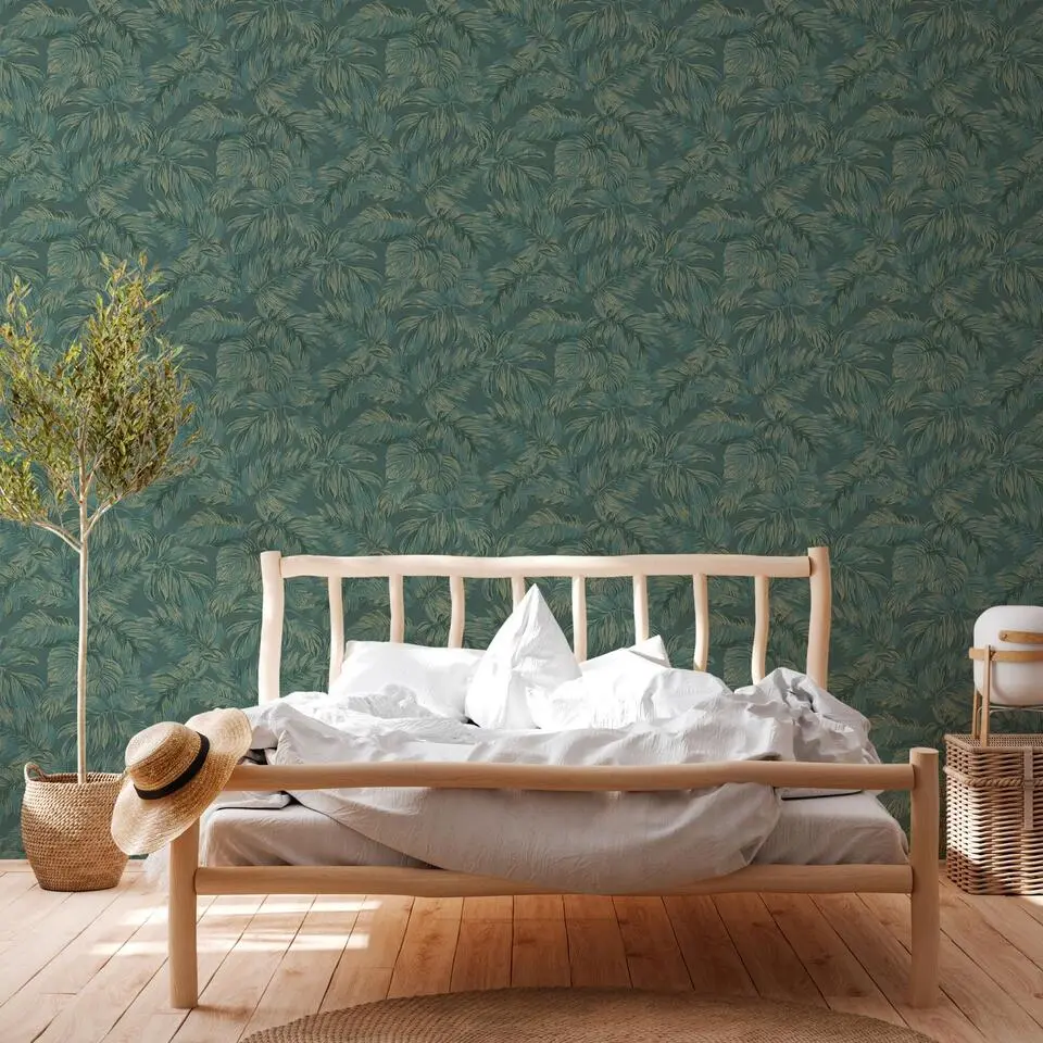 A.S. Cr&eacute;ation behang bladeren groen en goud - 53 cm x 10.05 m