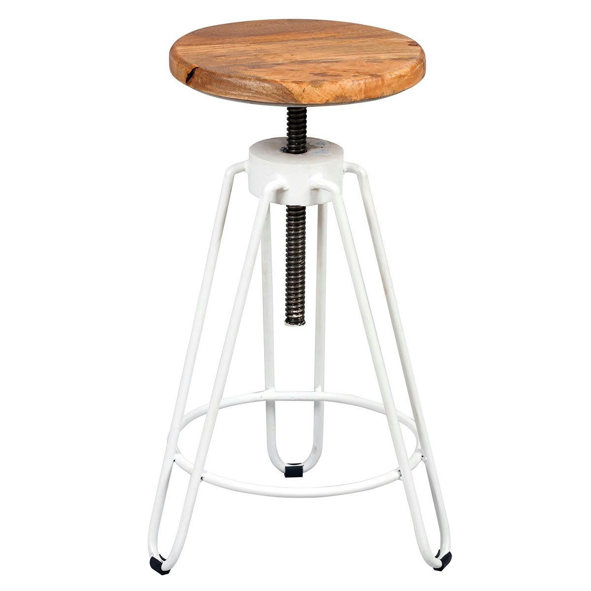 THIBERT - Tabouret  métal blanc et bois massif