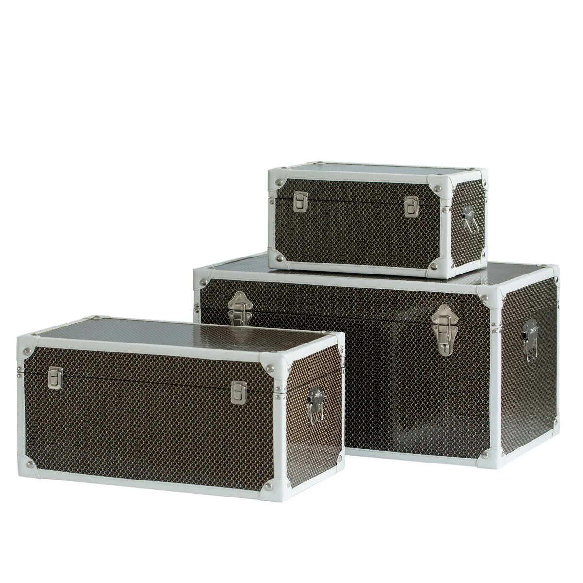 Faux Leather Storage Trunk Set of 3