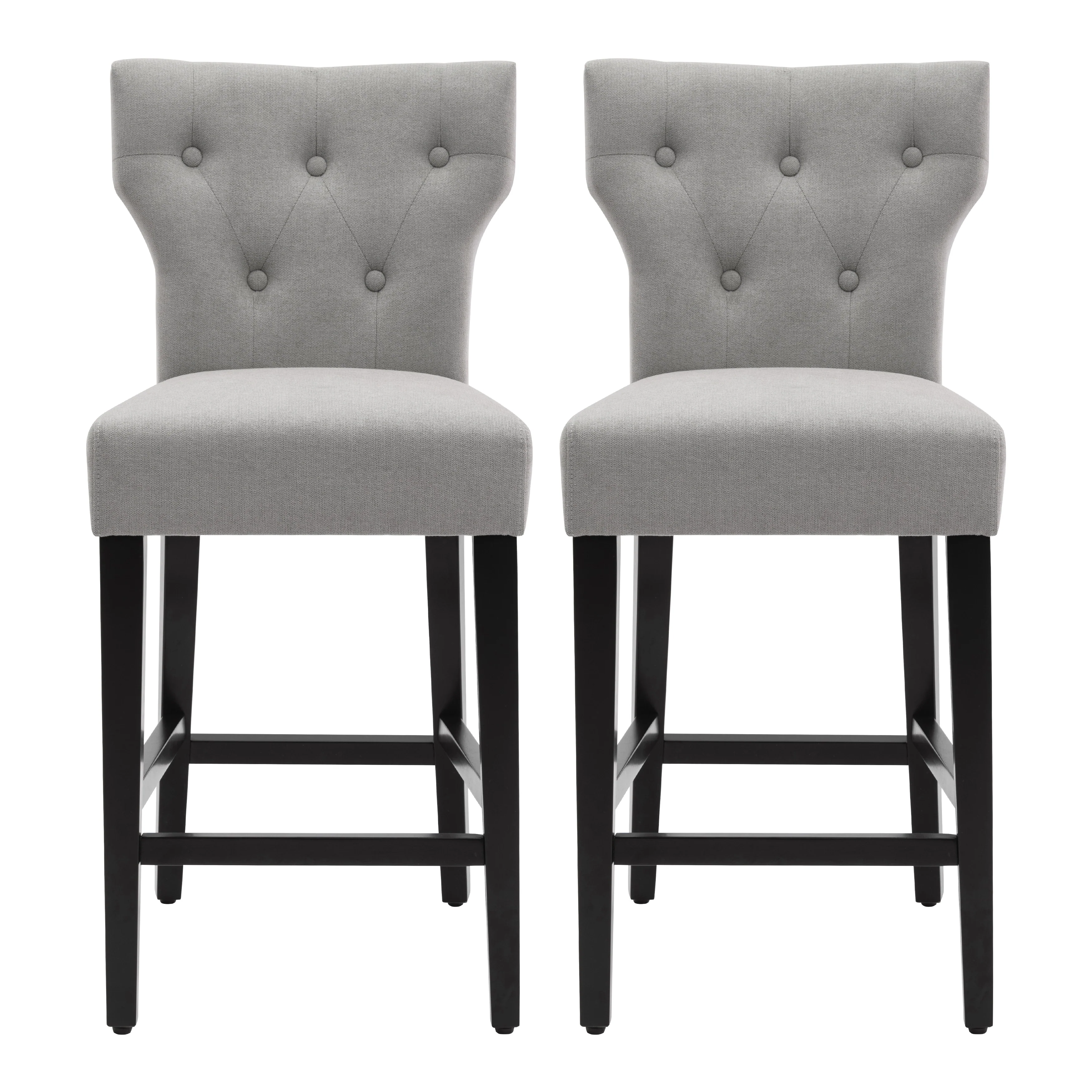 25 Inches Fabric Counter Height Bar Stools Button Tufted Upholstered Island Chairs Set of 2