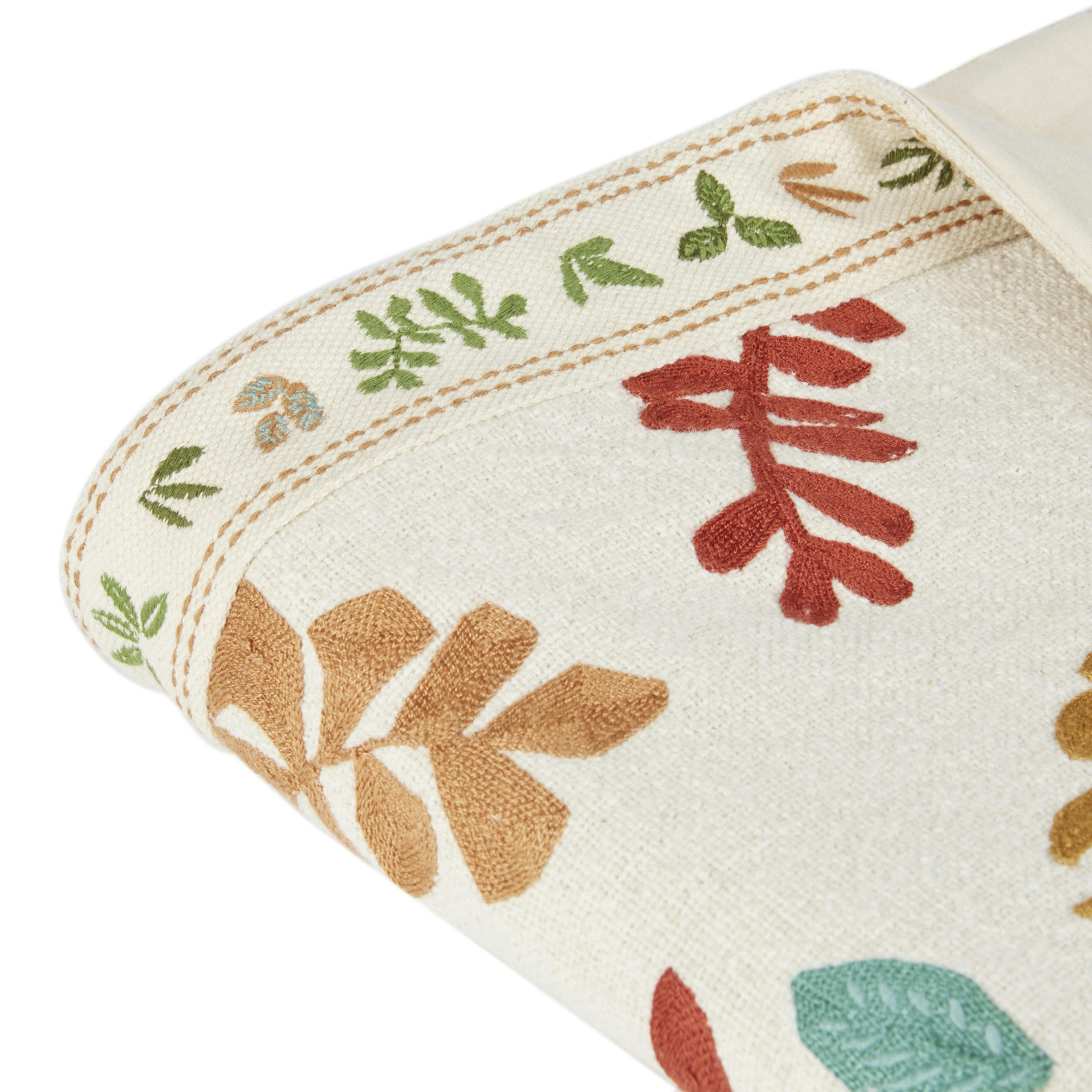 FINANA - Plaid en coton brodé imprimé tropical multicolore 130x170