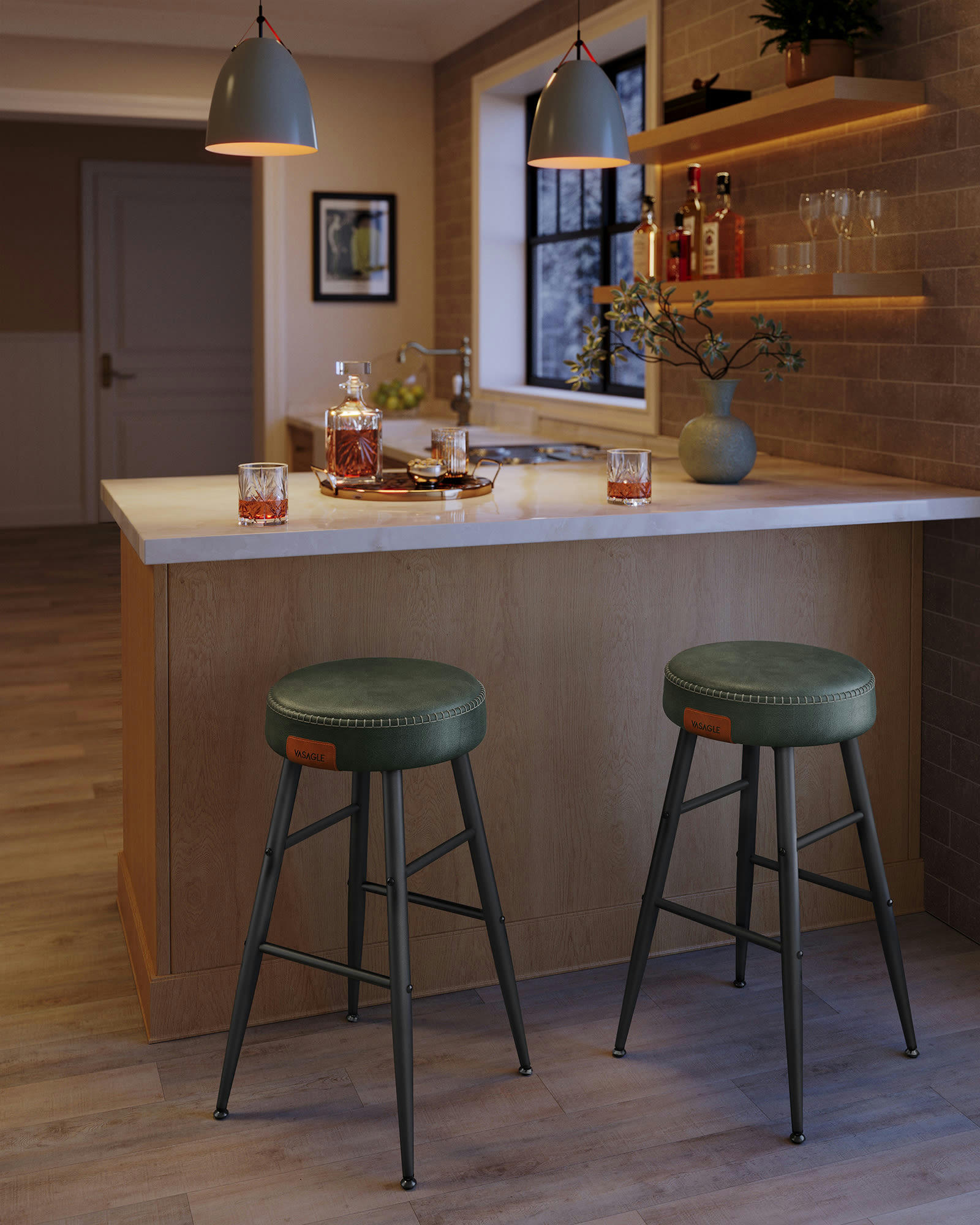 - Tabourets de bar siège en PU vert forêt