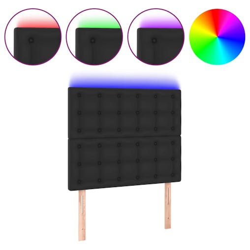 NNEVL LED Headboard Black 80x5x118/128 cm Faux Leather
