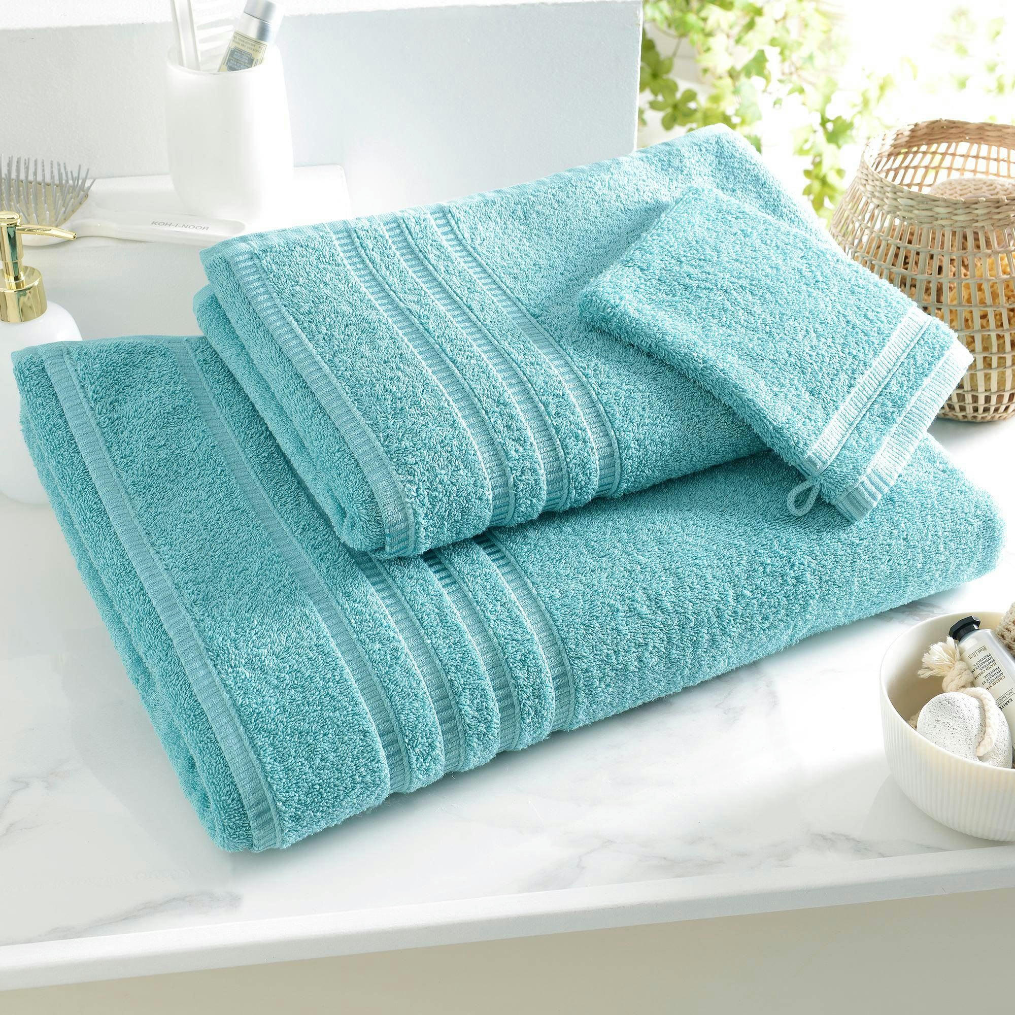 BANDESECHELLE - Drap de bain 70x130 bleu aqua en coton 470 g/m²